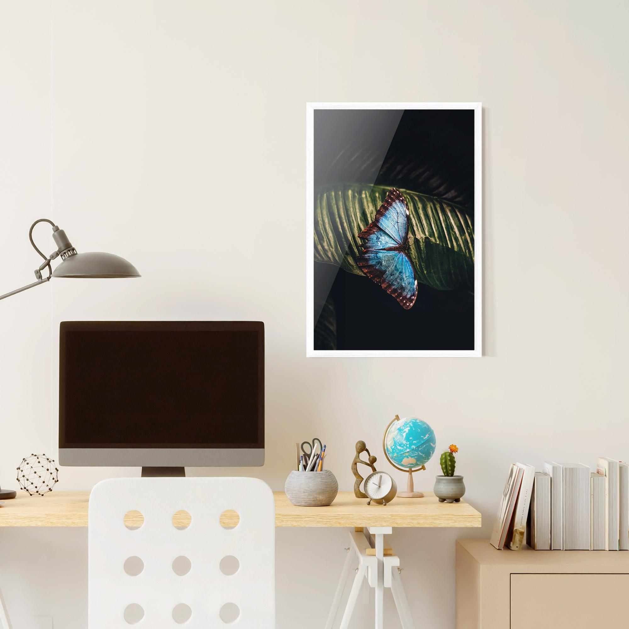 Gerahmte Poster Light Blue Butterfly mockup 6