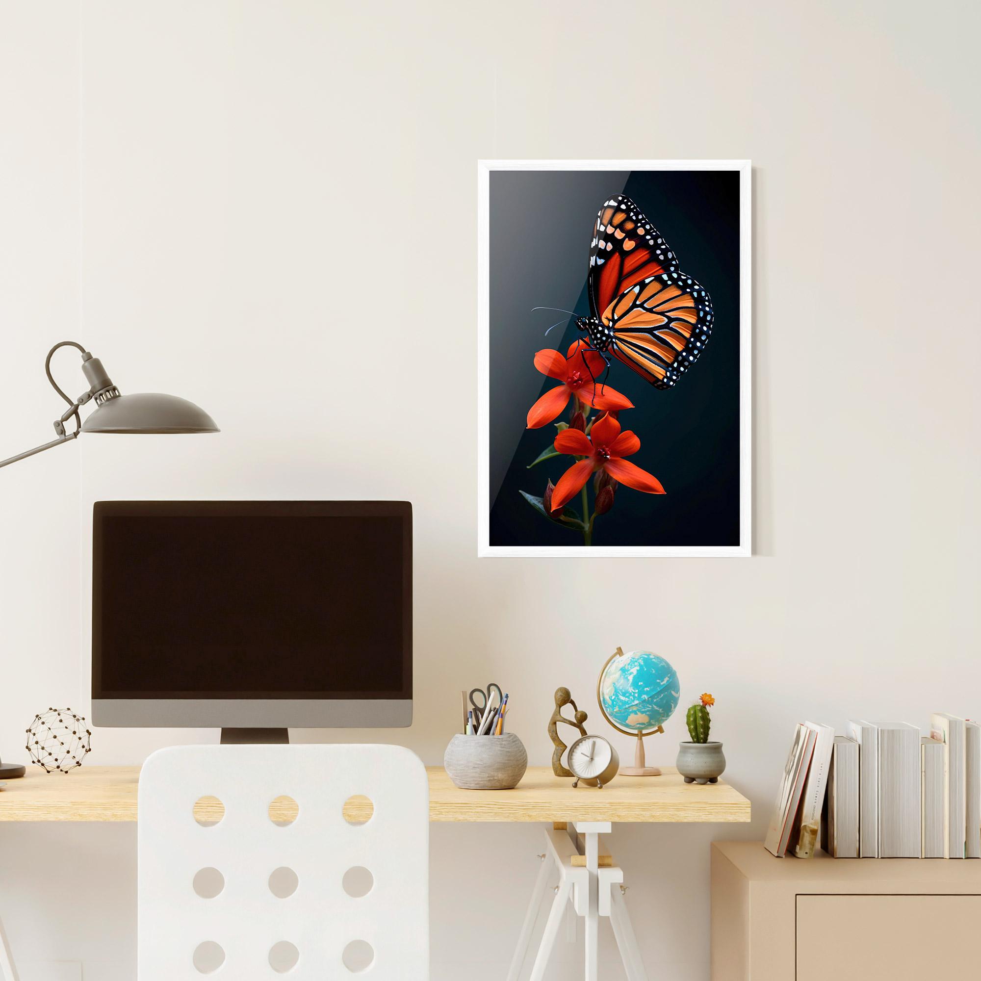 Gerahmte Poster Red Flower Butterfly mockup 6