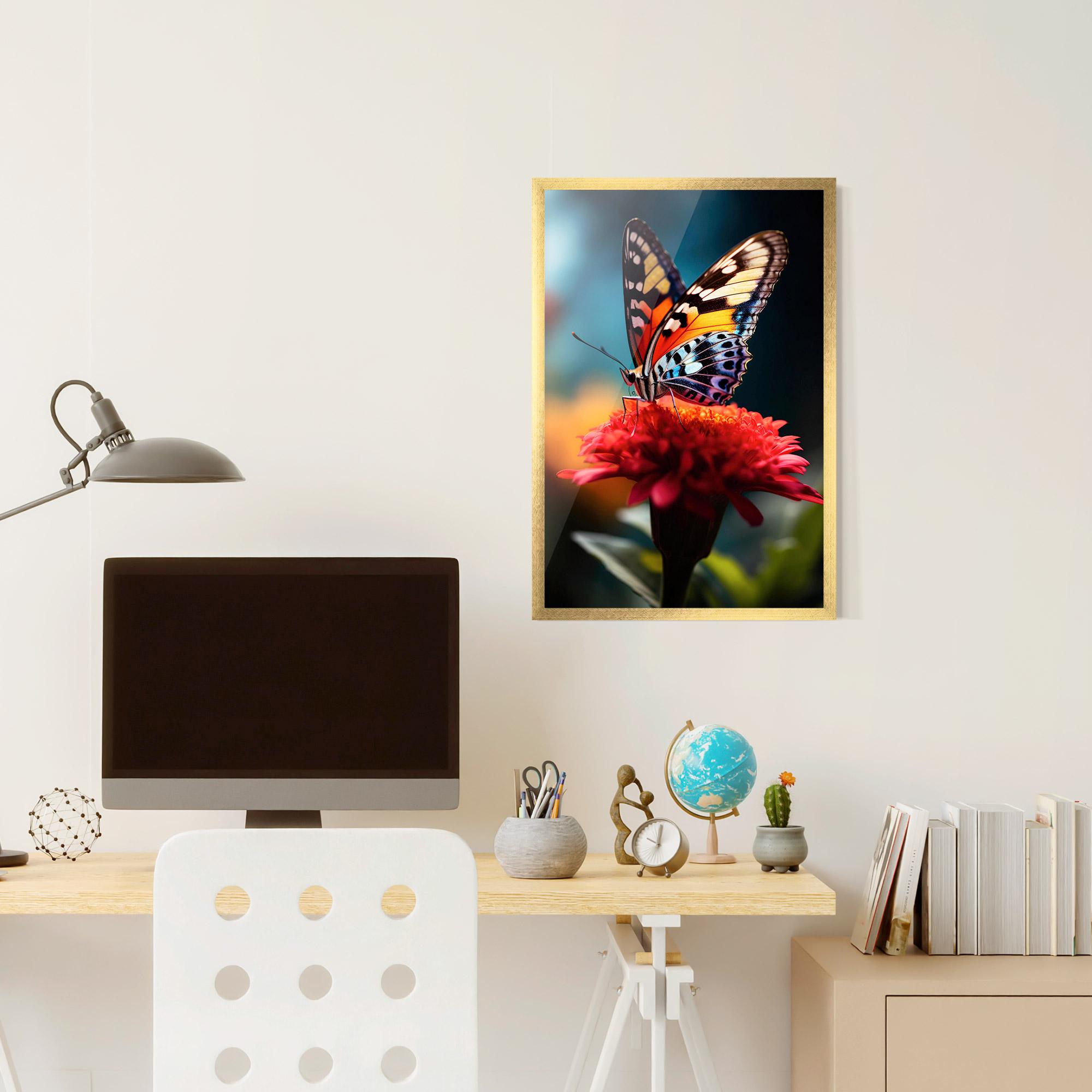 Gerahmte Poster Blue Yellow Butterfly mockup 6