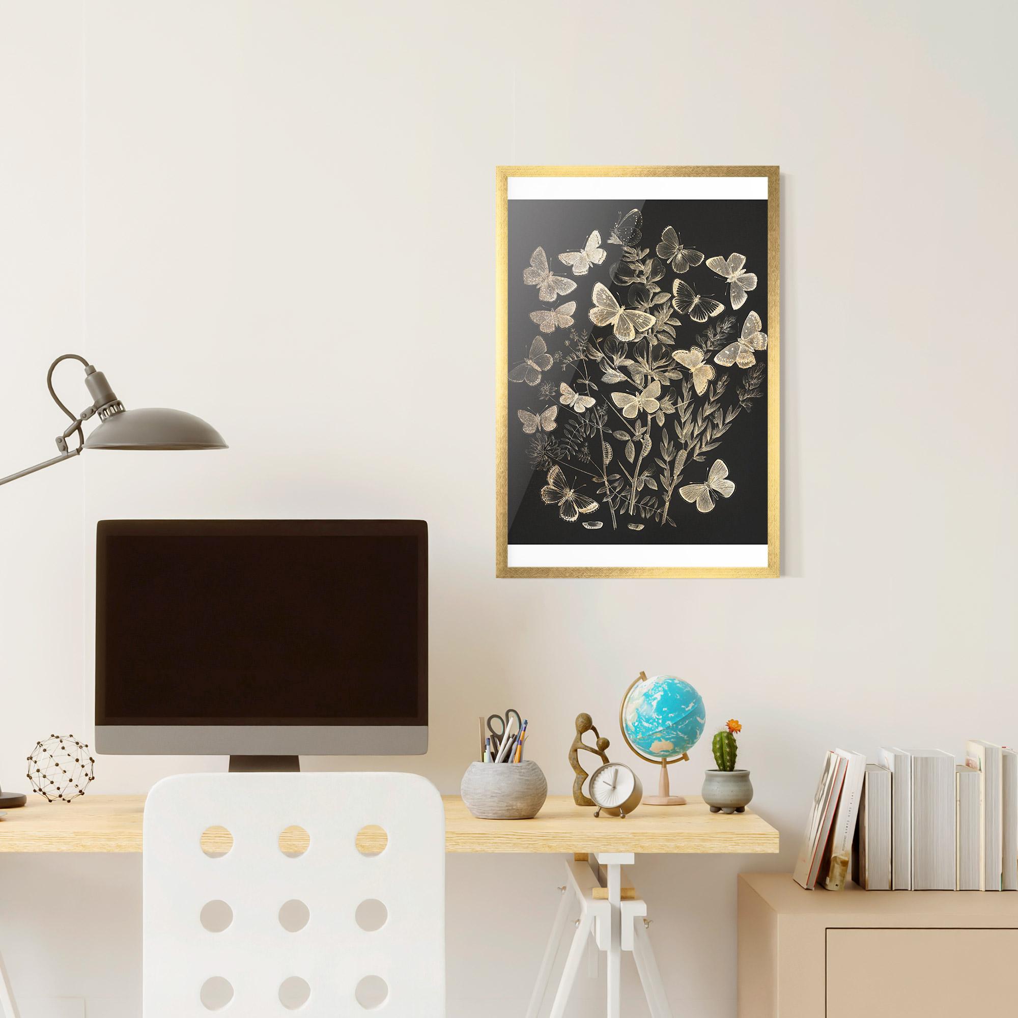 Gerahmte Poster Grey Butterflies mockup 6