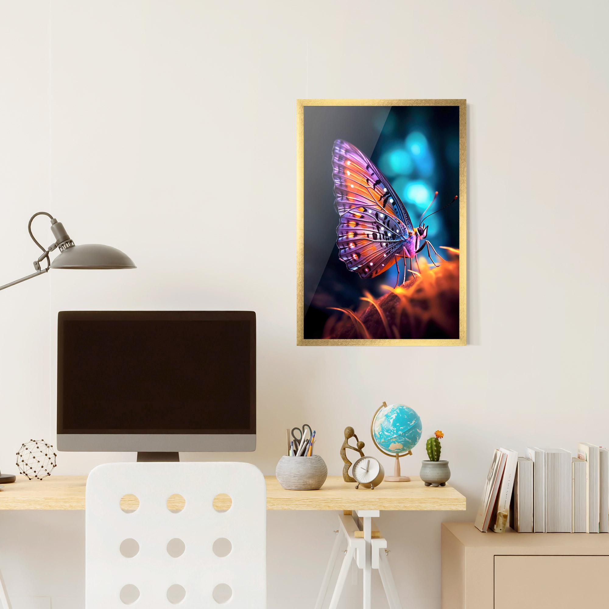 Gerahmte Poster Purple Orange Butterfly mockup 6