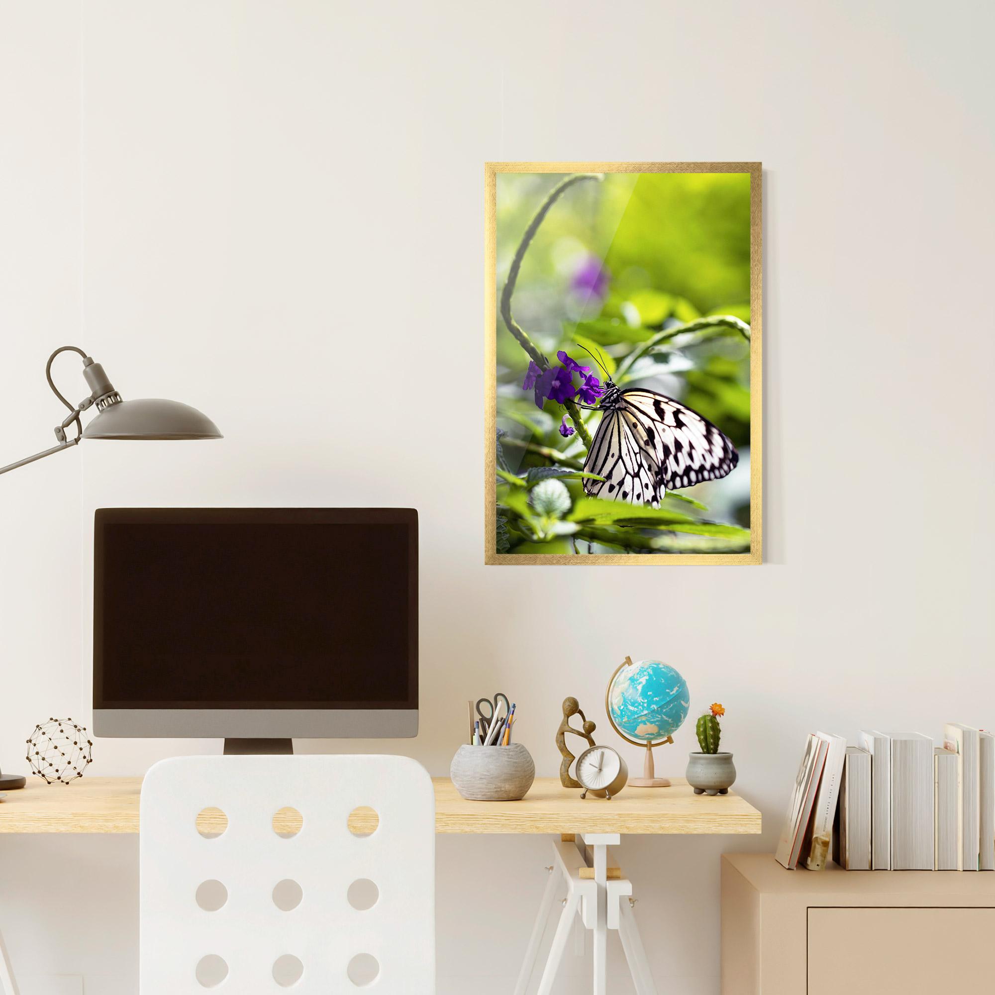 Gerahmte Poster White Black Butterfly mockup 6