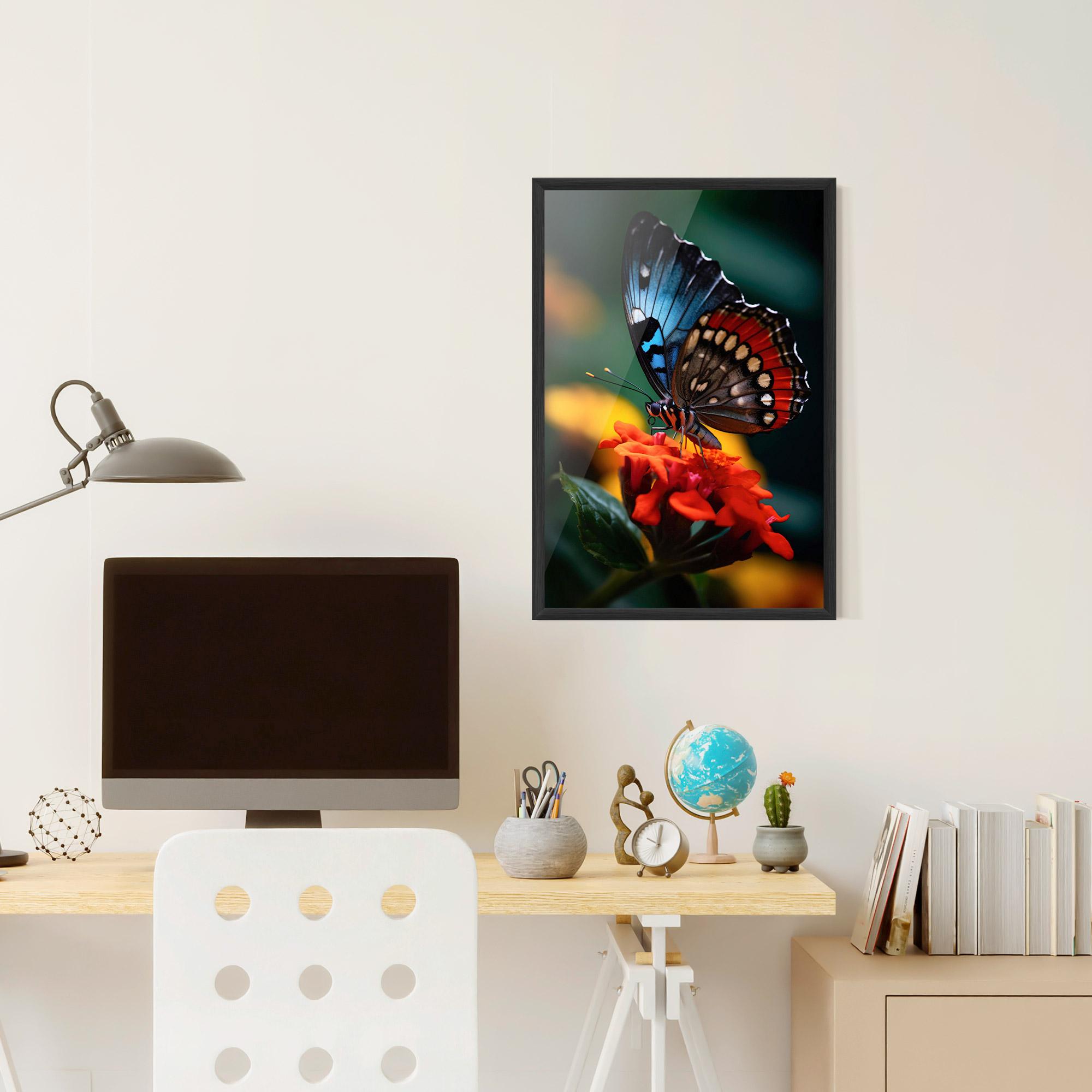 Gerahmte Poster Blue Red Butterfly mockup 6