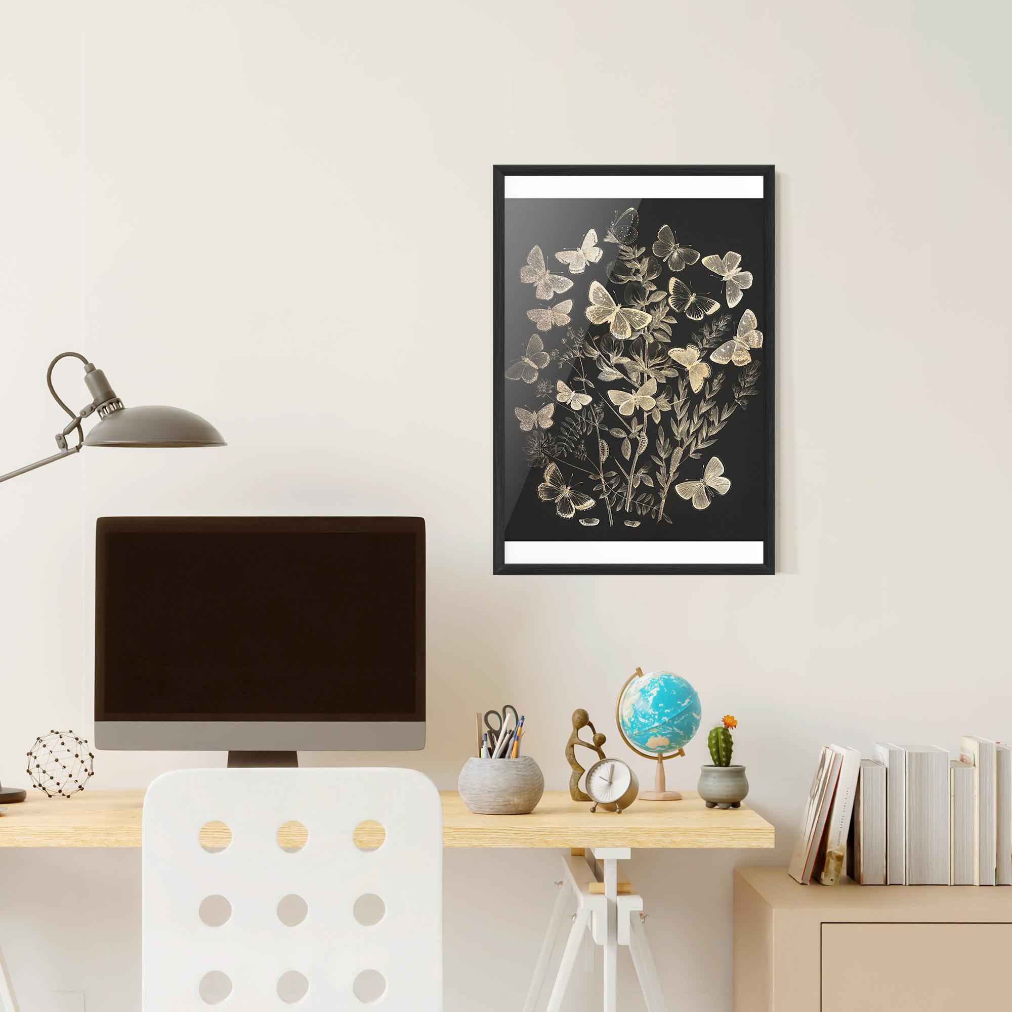 Gerahmte Poster Grey Butterflies mockup 6