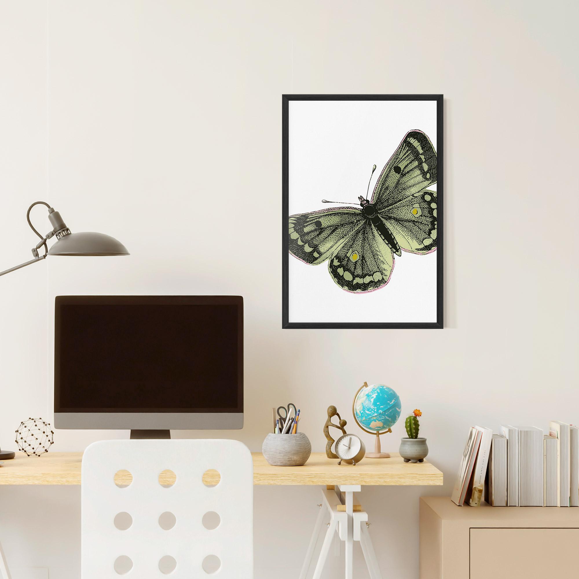 Gerahmte Poster Grey Yellow Butterfly mockup 6