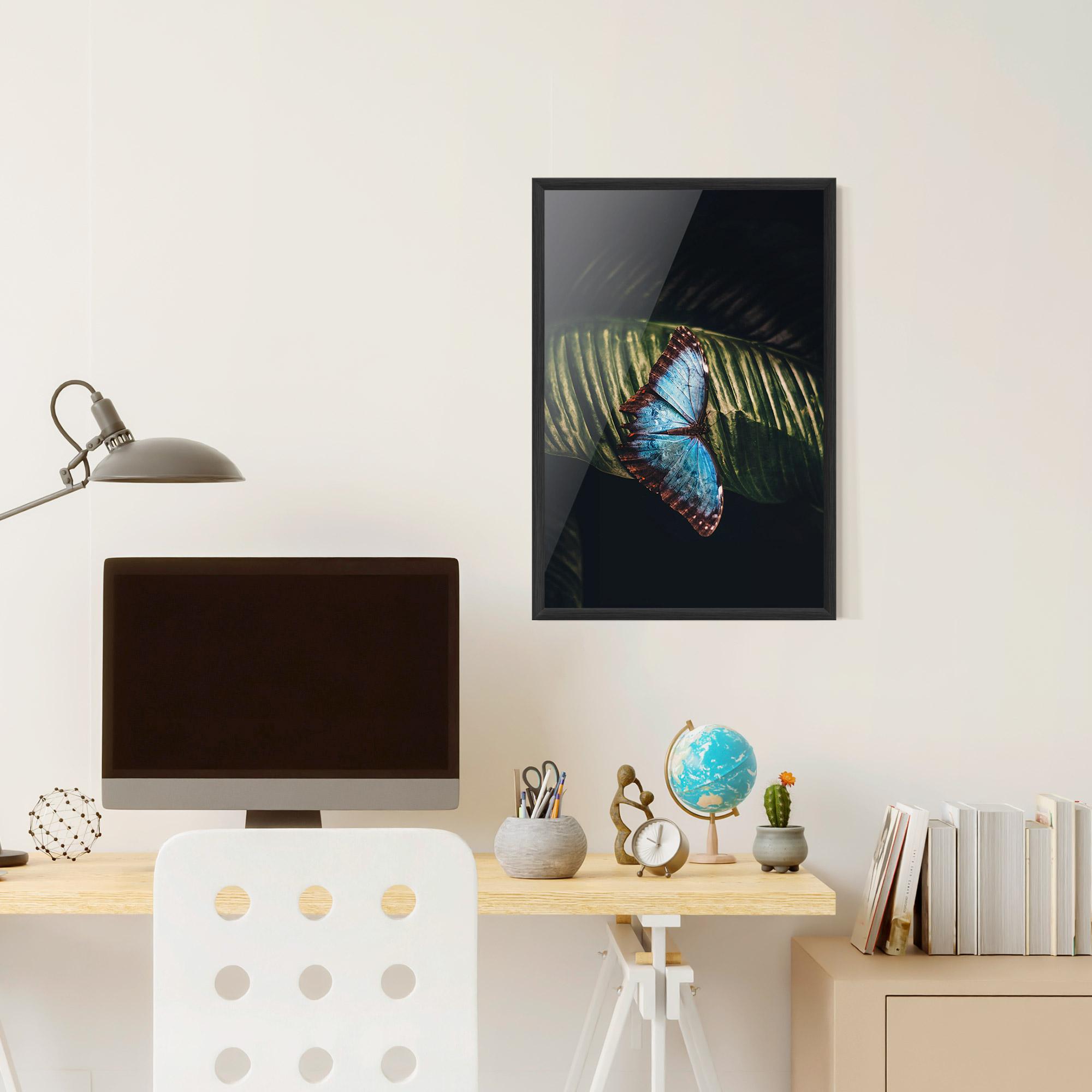 Gerahmte Poster Light Blue Butterfly mockup 6