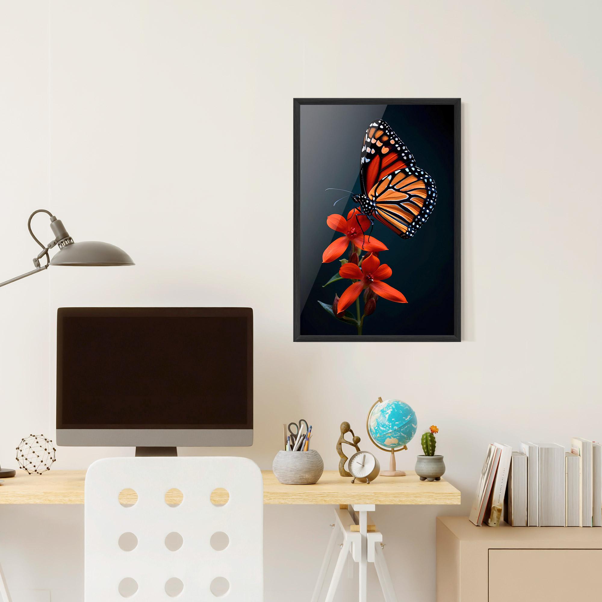 Gerahmte Poster Red Flower Butterfly mockup 6