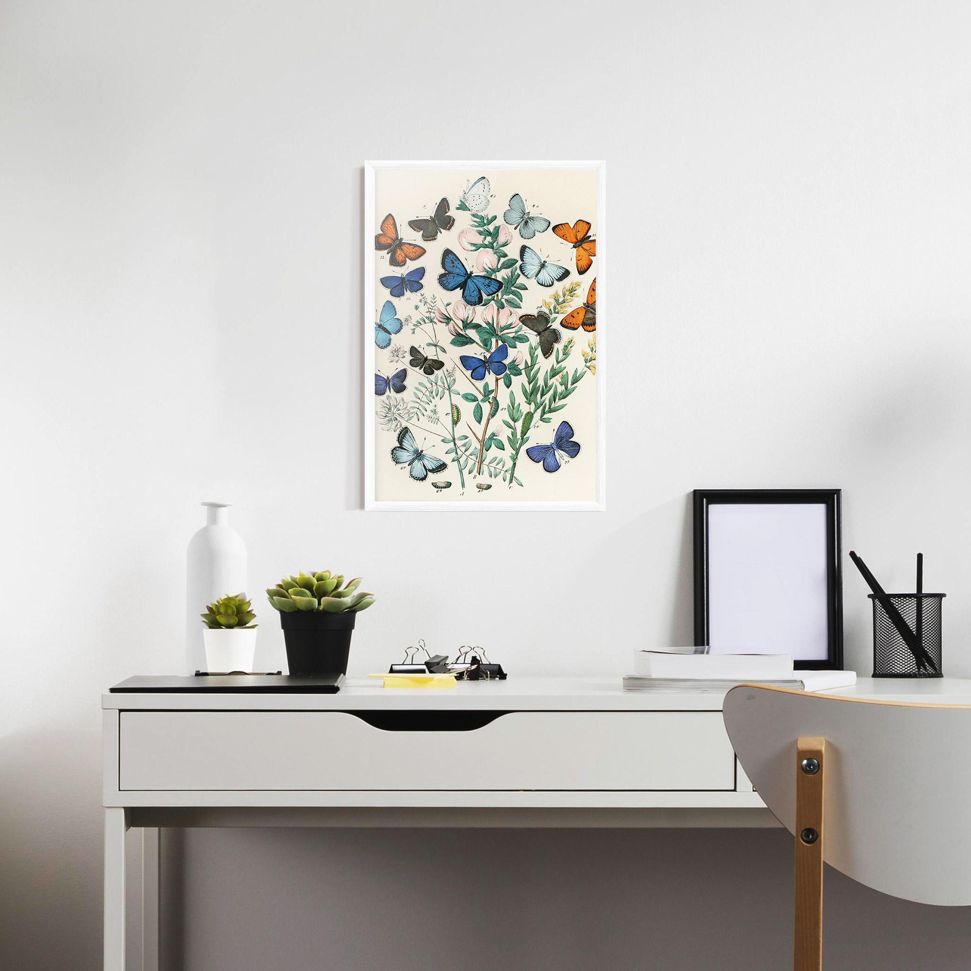 Gerahmte Poster Blue Orange Butterflies mockup 7