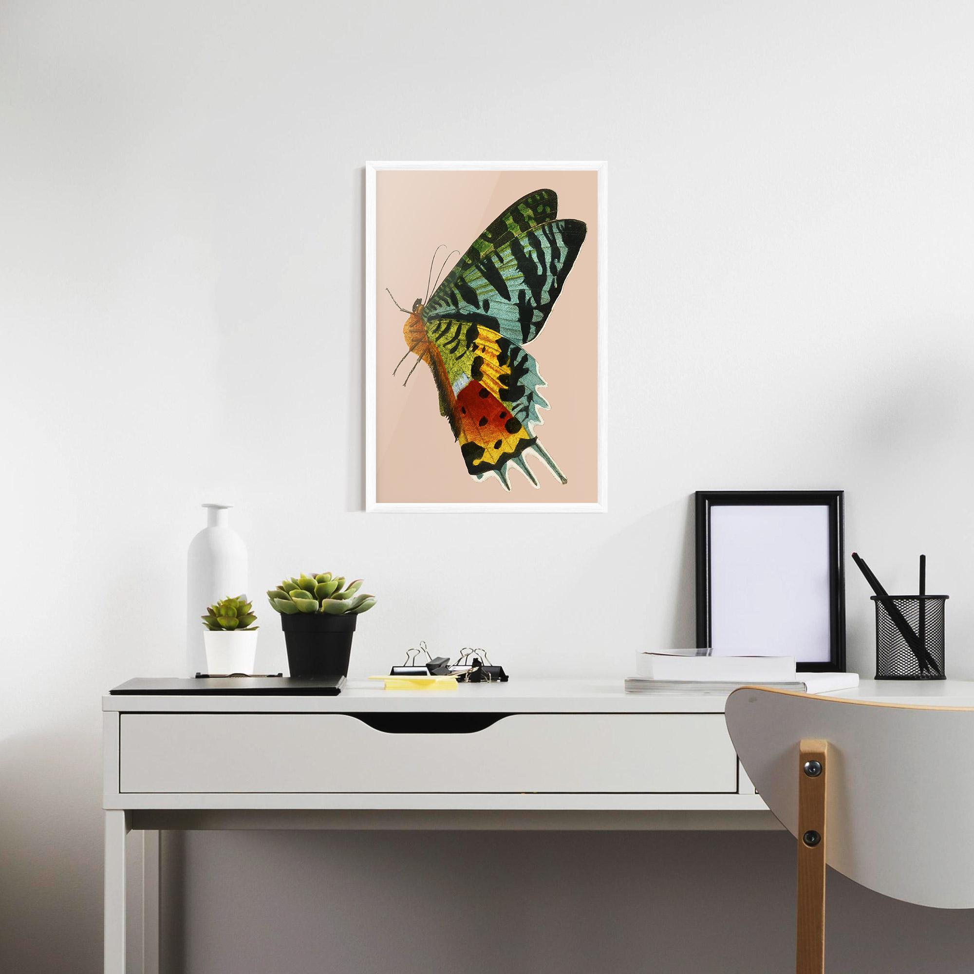 Gerahmte Poster Butterfly On Pink mockup 7