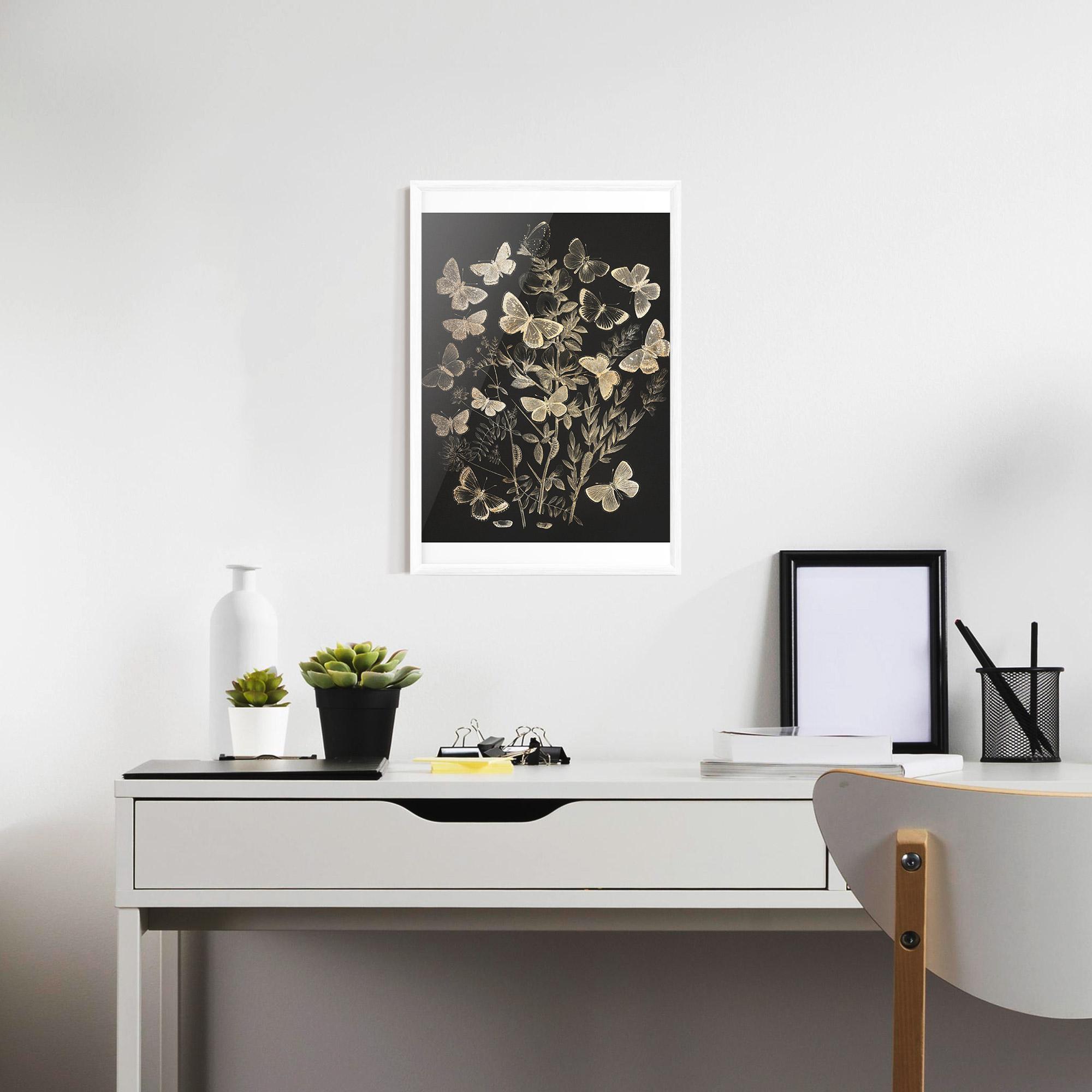 Gerahmte Poster Grey Butterflies mockup 7