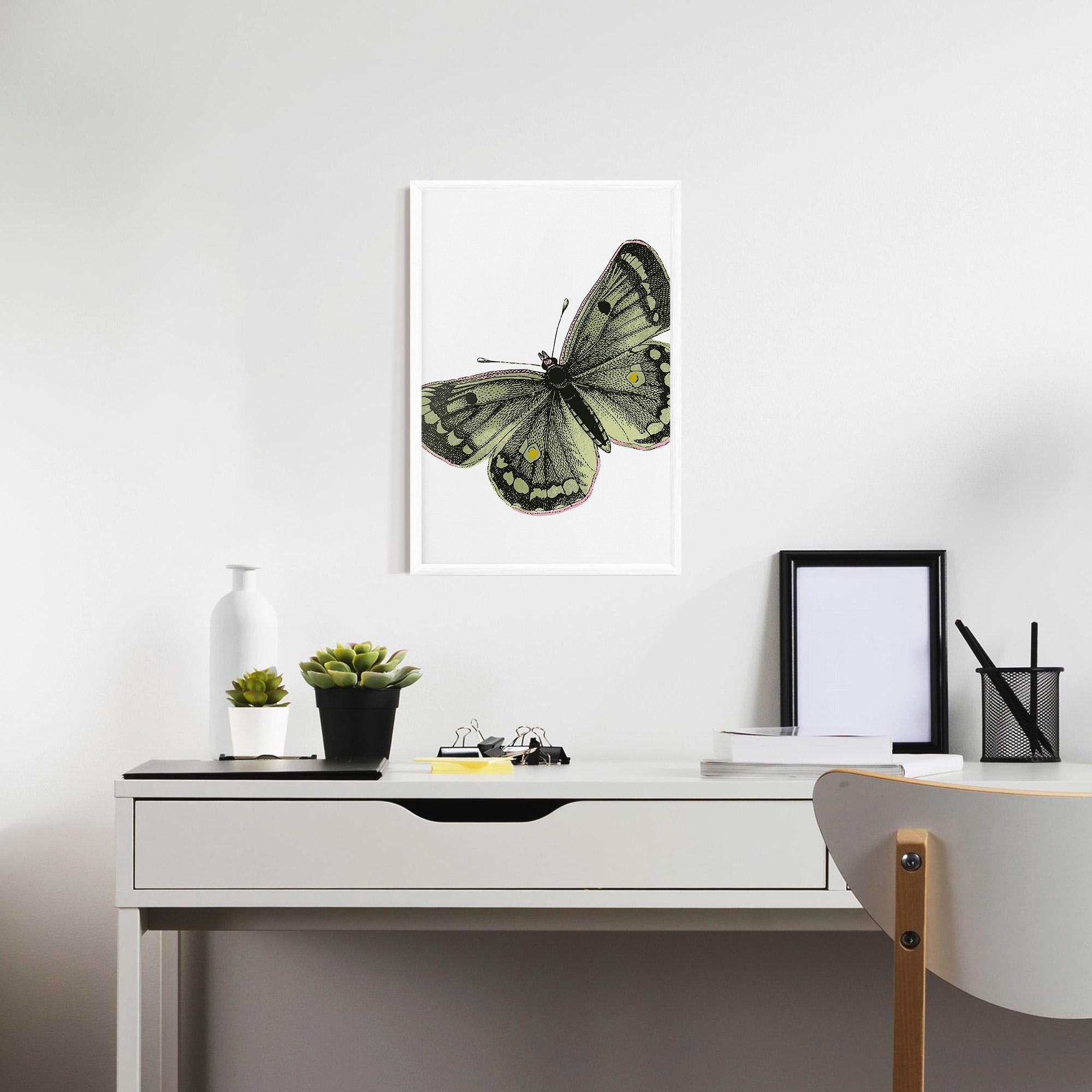 Gerahmte Poster Grey Yellow Butterfly mockup 7