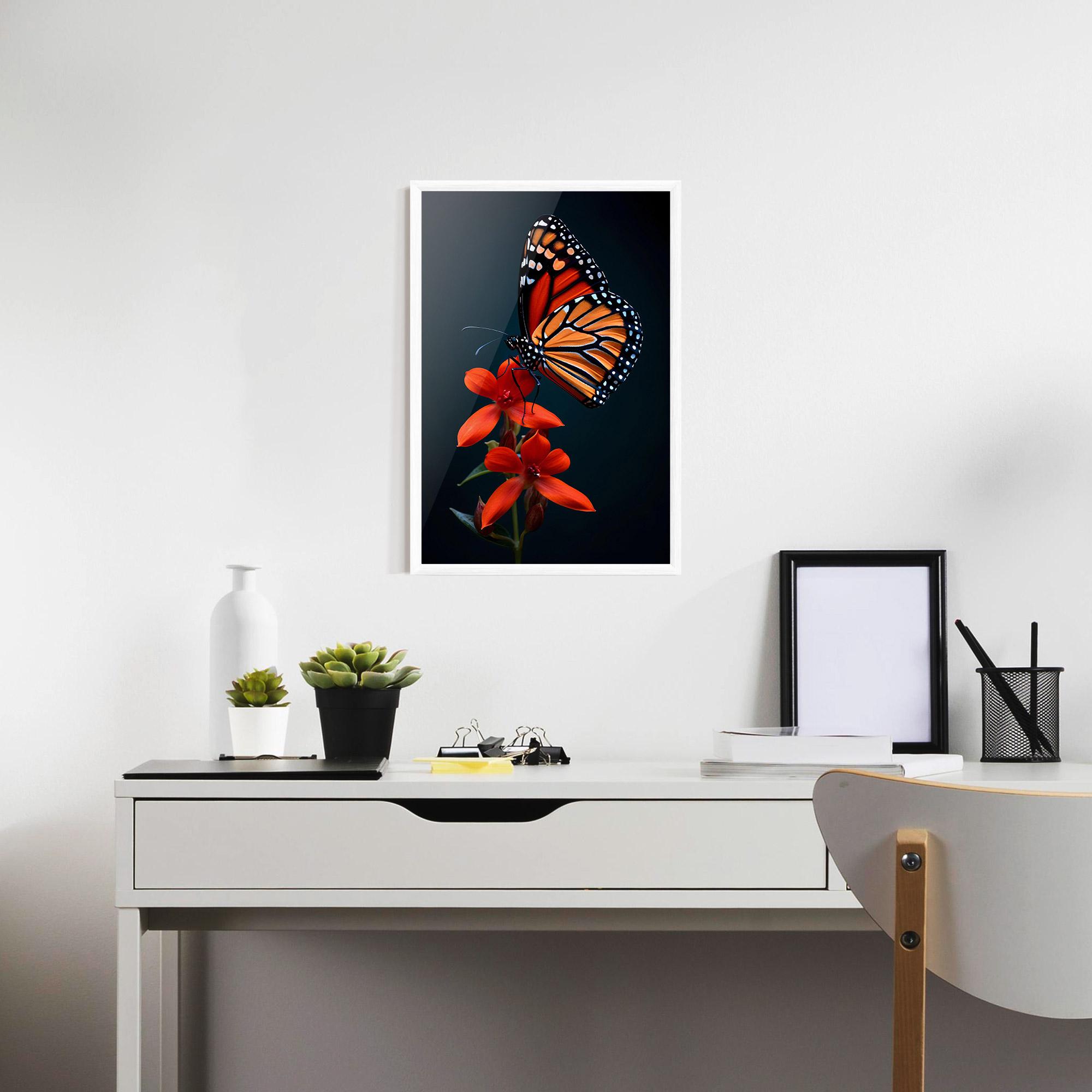 Gerahmte Poster Red Flower Butterfly mockup 7
