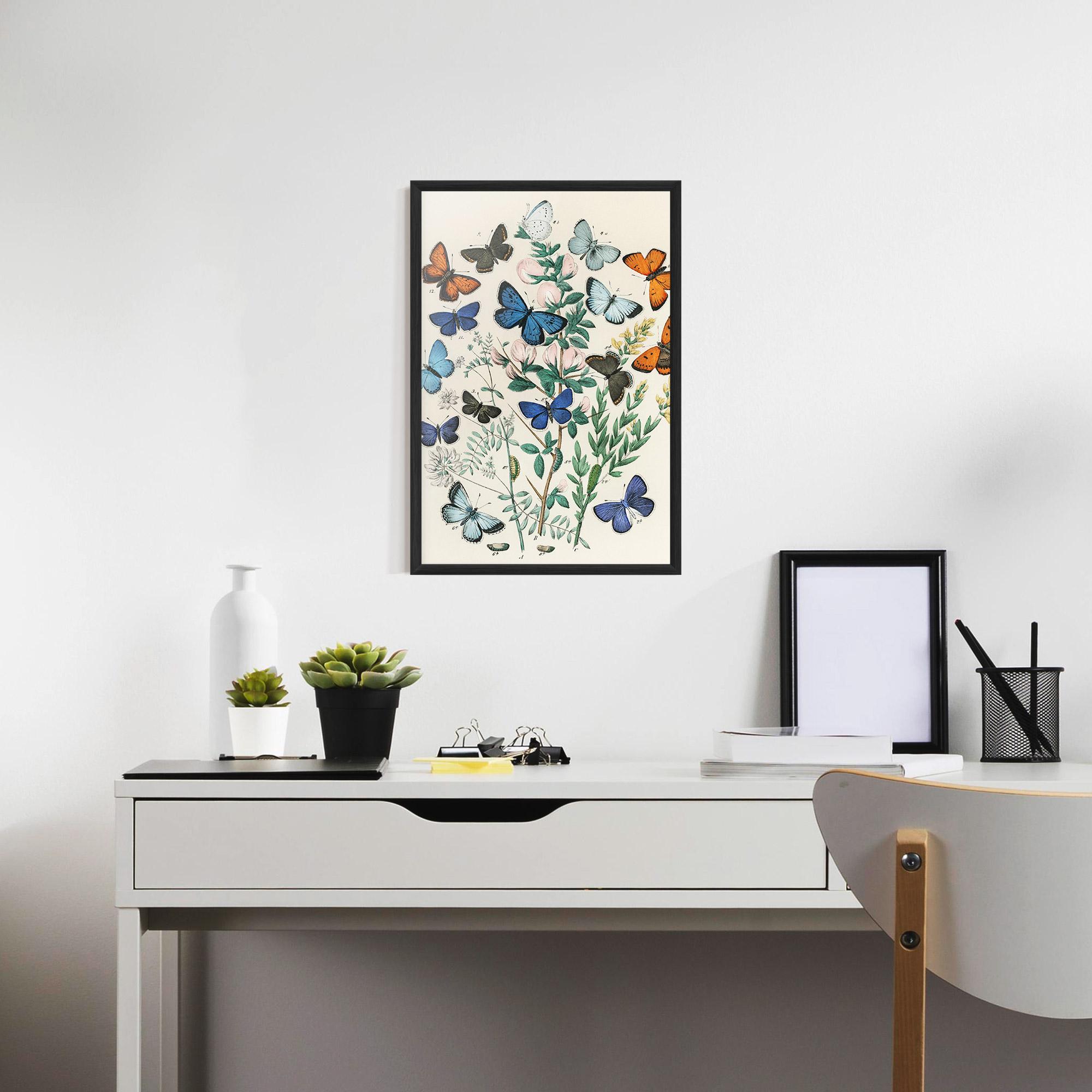 Gerahmte Poster Blue Orange Butterflies mockup 7