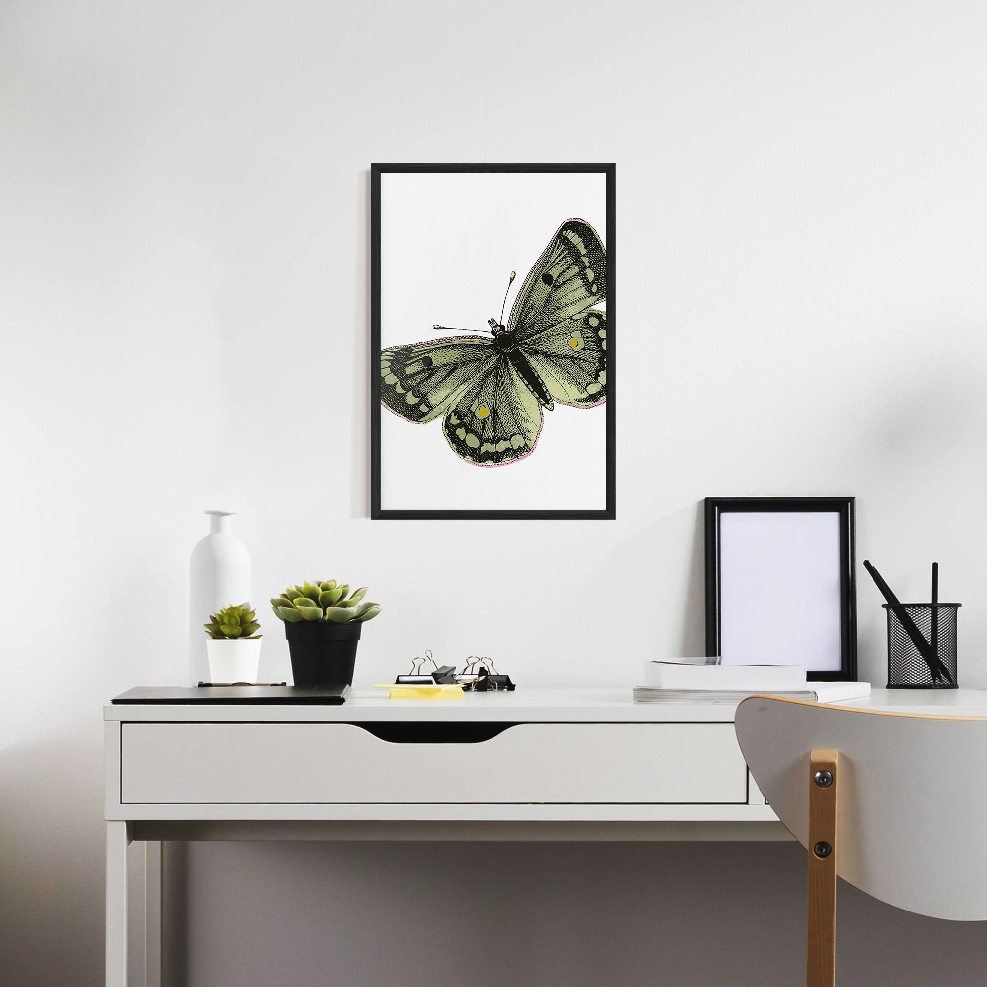 Gerahmte Poster Grey Yellow Butterfly mockup 7