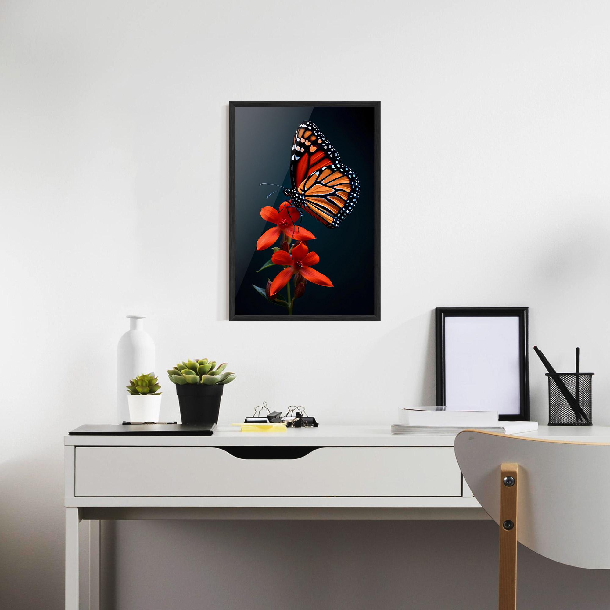 Gerahmte Poster Red Flower Butterfly mockup 7