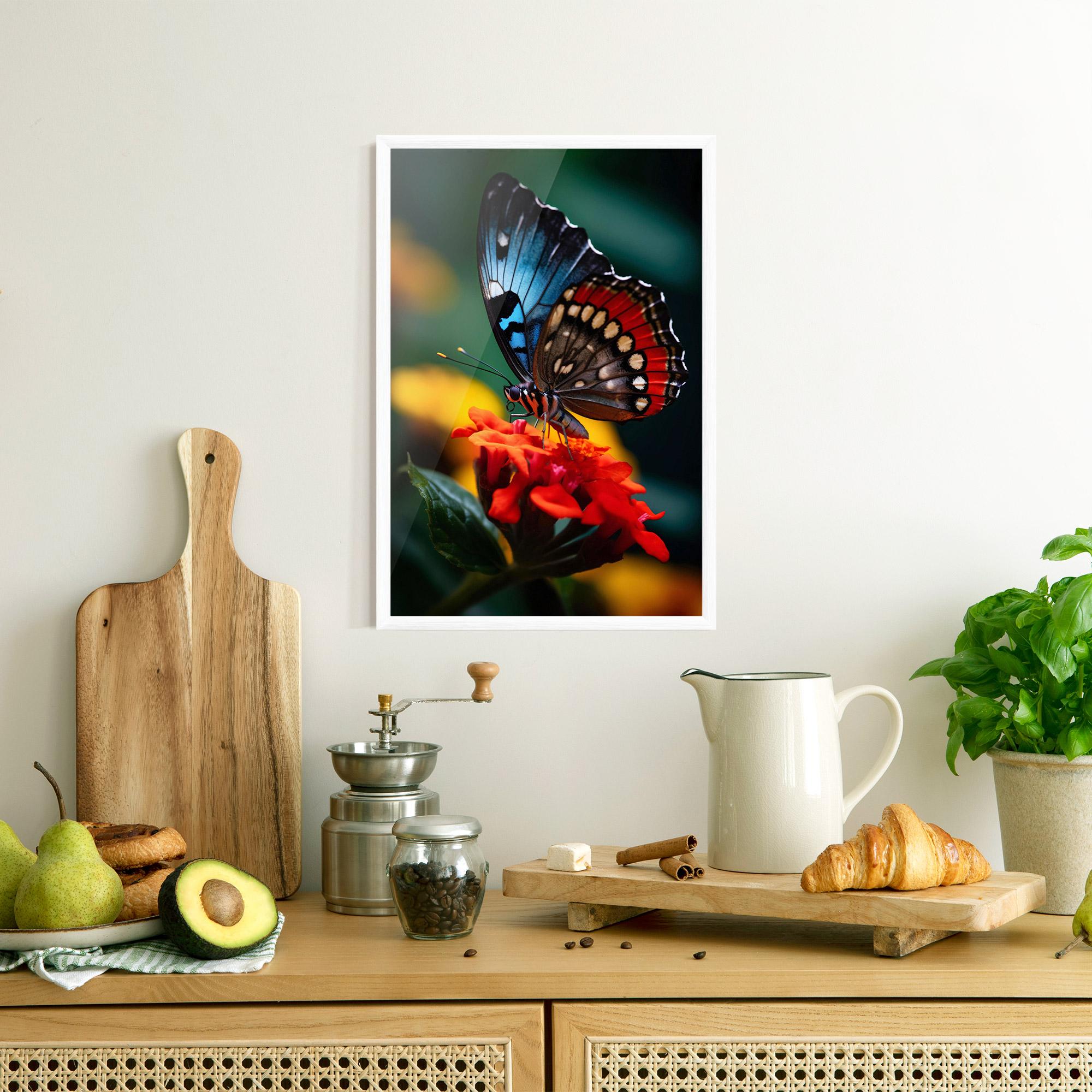Gerahmte Poster Blue Red Butterfly mockup 8