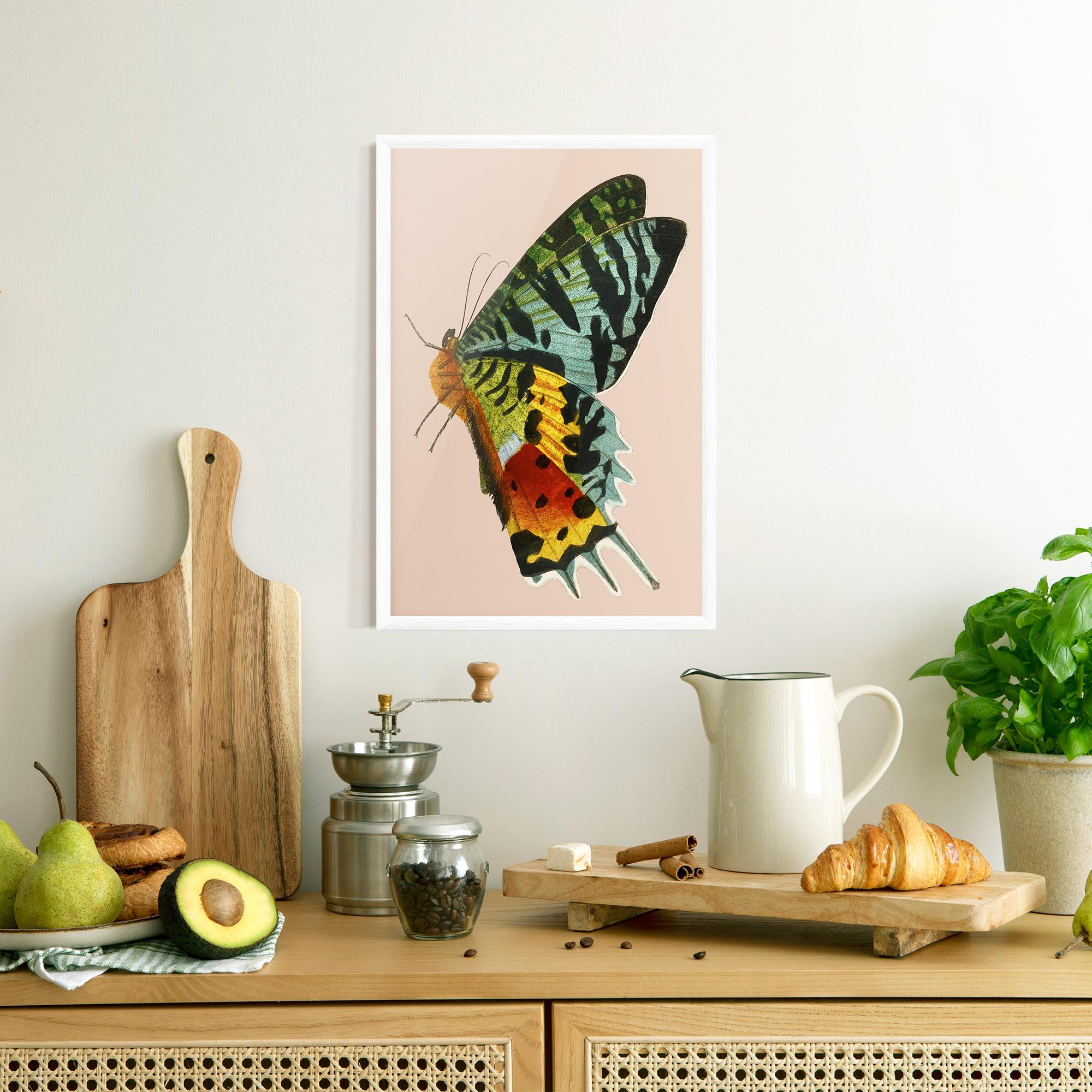 Gerahmte Poster Butterfly On Pink mockup 8