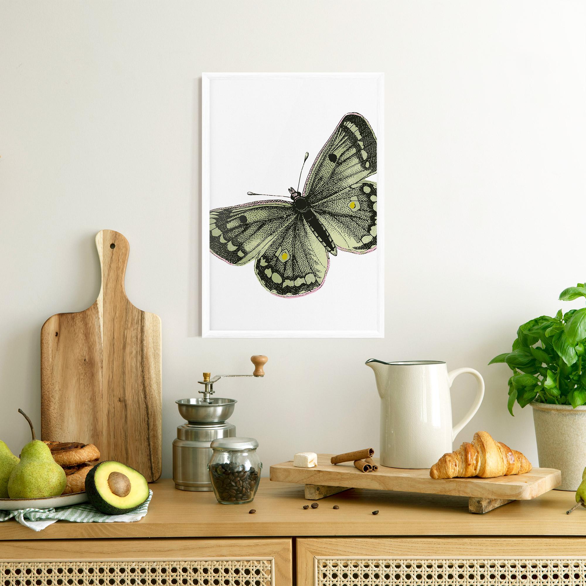 Gerahmte Poster Grey Yellow Butterfly mockup 8