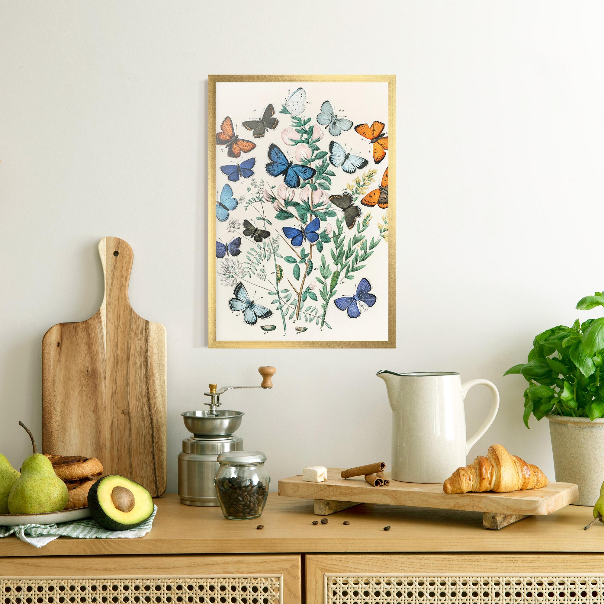 Gerahmte Poster Blue Orange Butterflies mockup 8