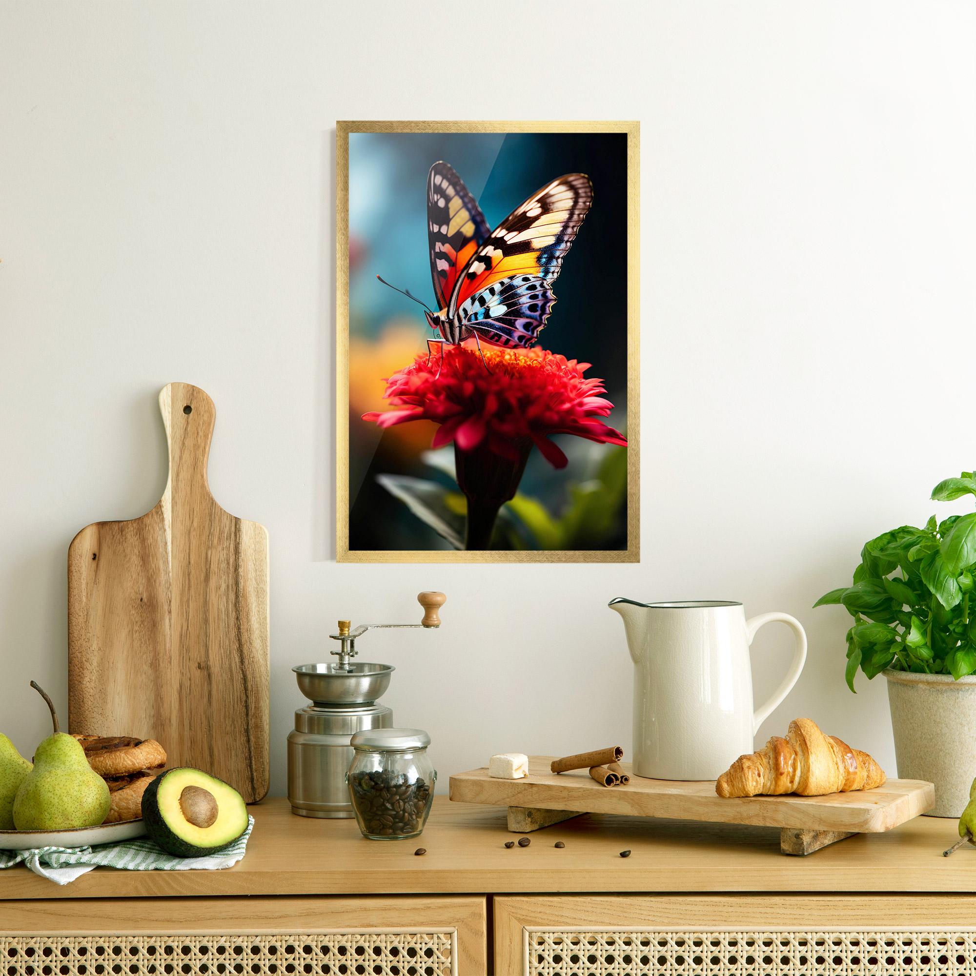 Gerahmte Poster Blue Yellow Butterfly mockup 8