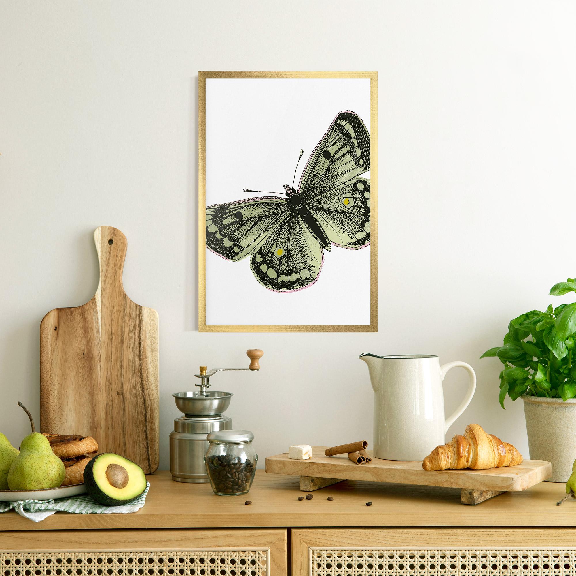 Gerahmte Poster Grey Yellow Butterfly mockup 8