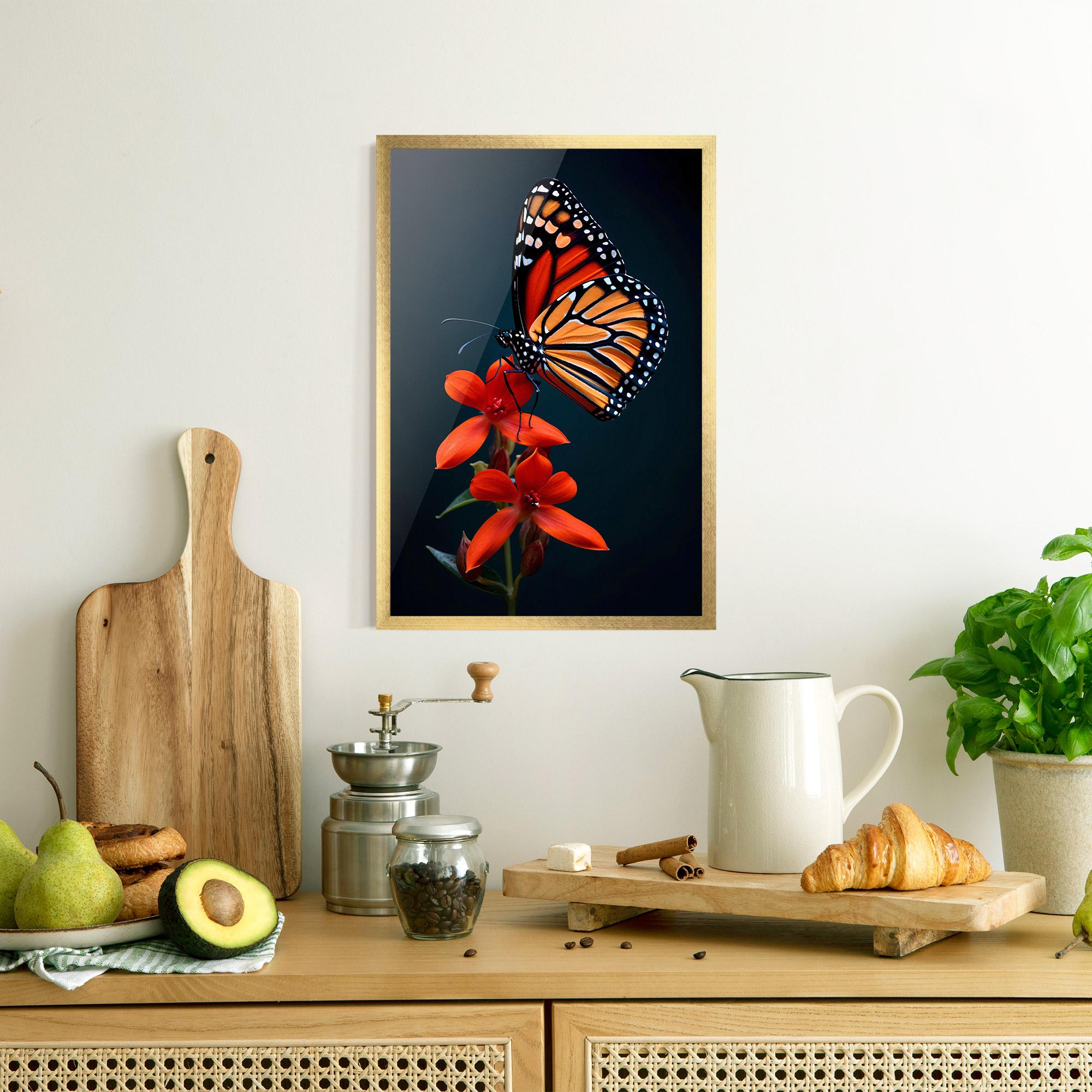 Gerahmte Poster Red Flower Butterfly mockup 8