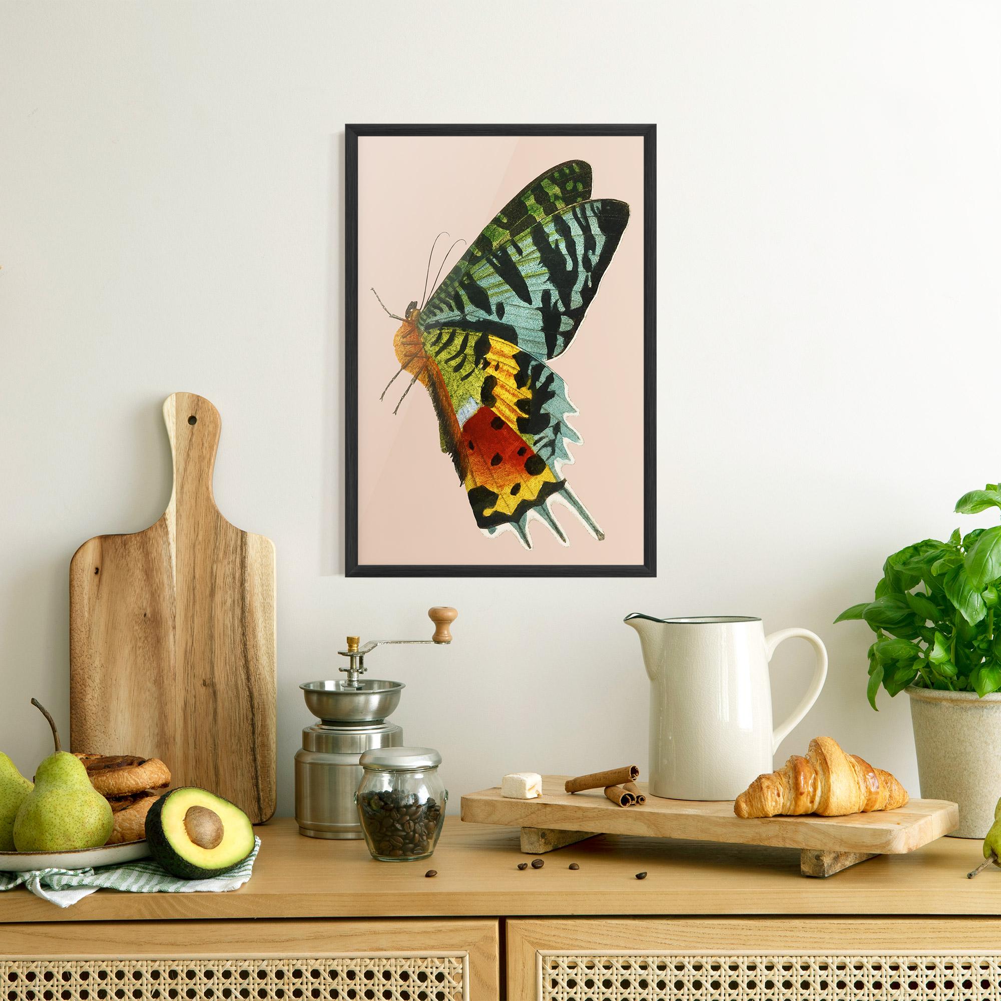 Gerahmte Poster Butterfly On Pink mockup 8