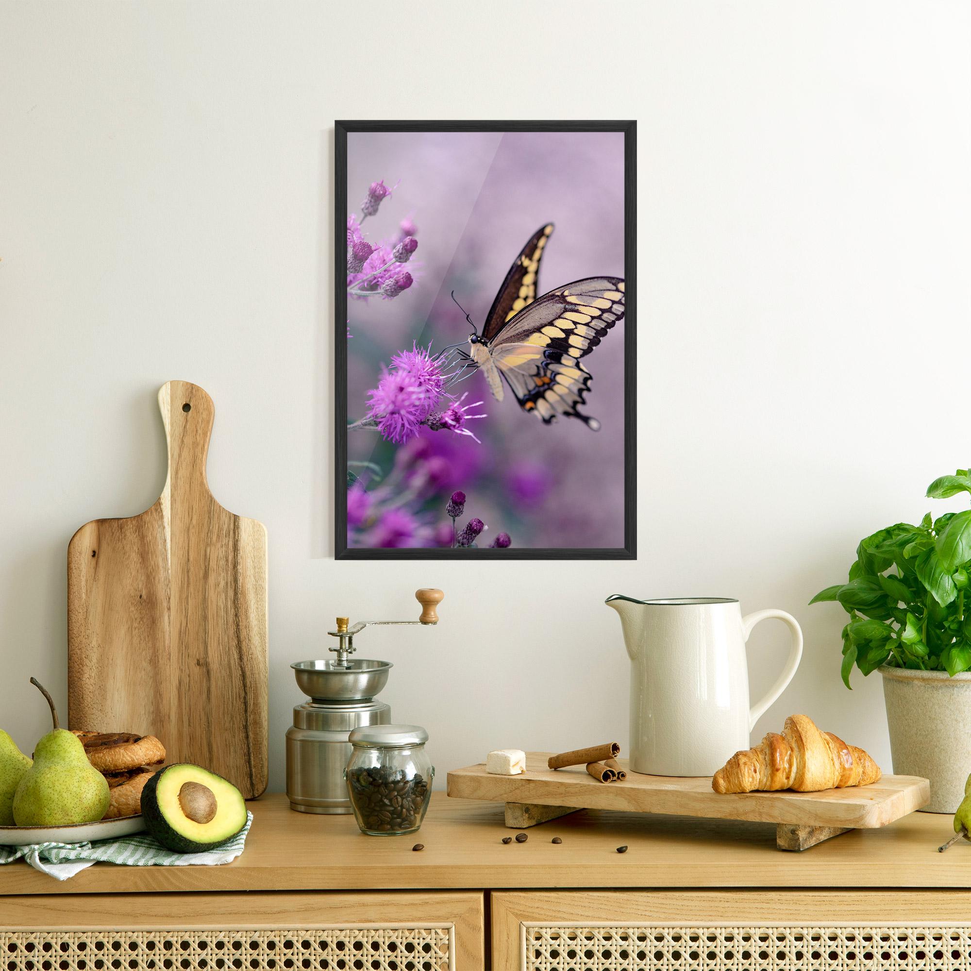 Gerahmte Poster Cream Black Butterfly mockup 8