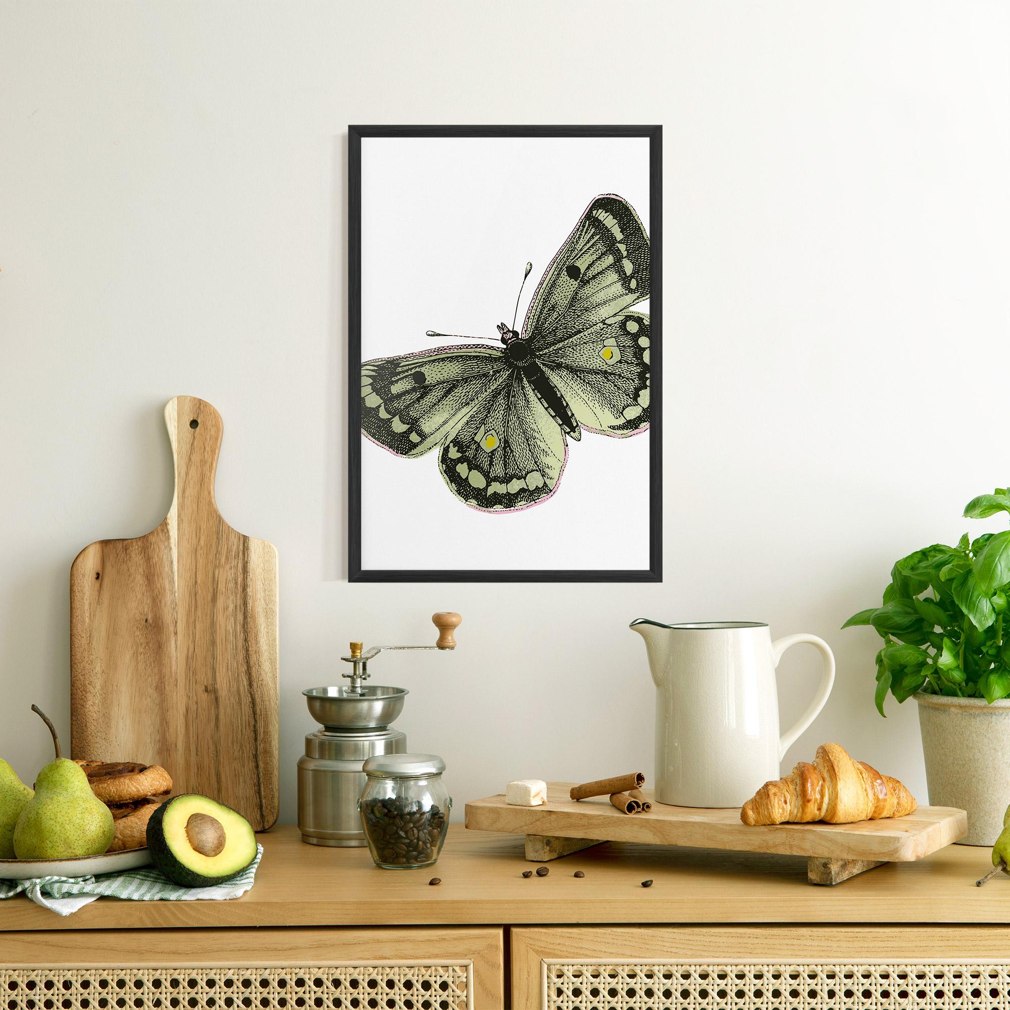 Gerahmte Poster Grey Yellow Butterfly mockup 8