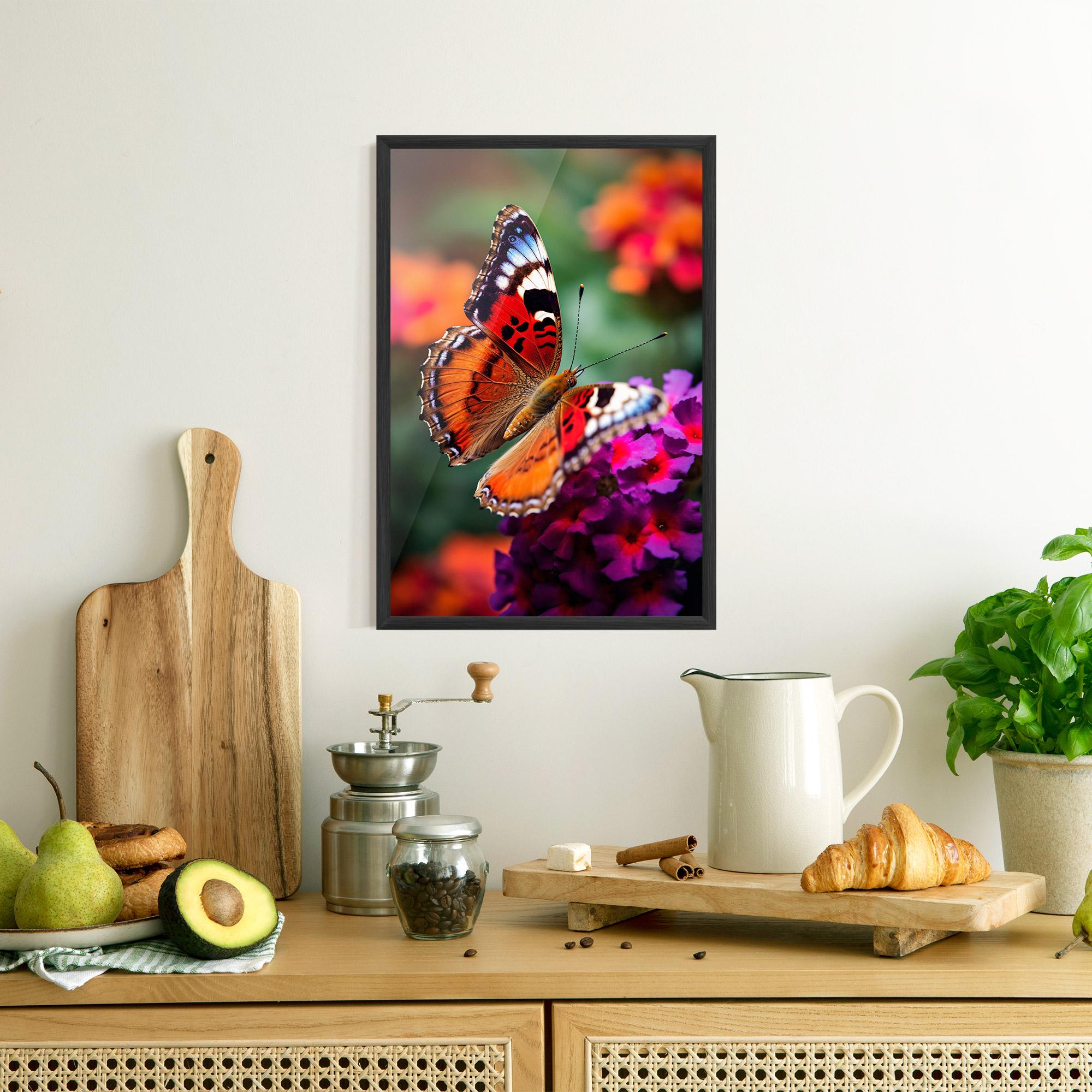 Gerahmte Poster Red Blue Butterfly mockup 8