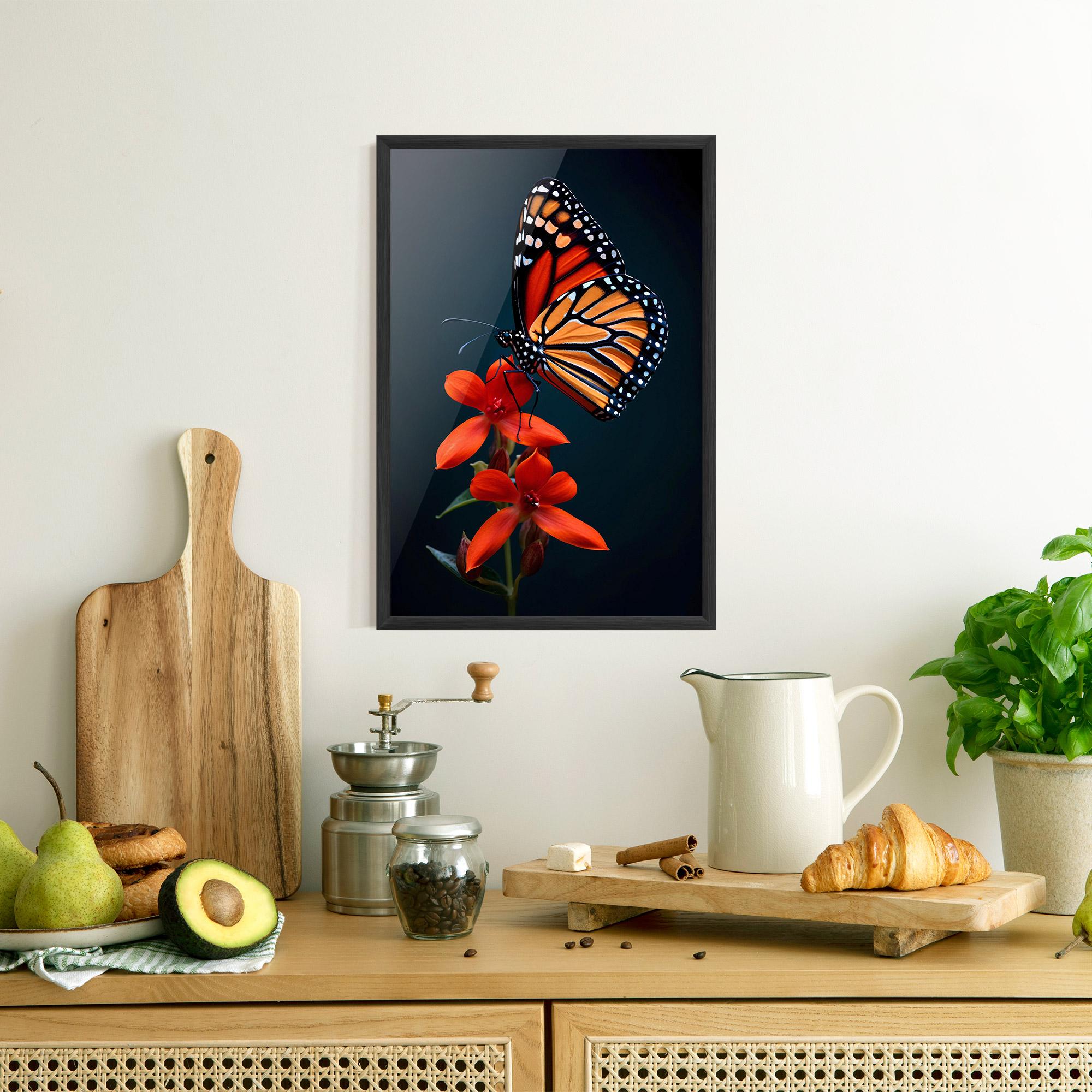 Gerahmte Poster Red Flower Butterfly mockup 8