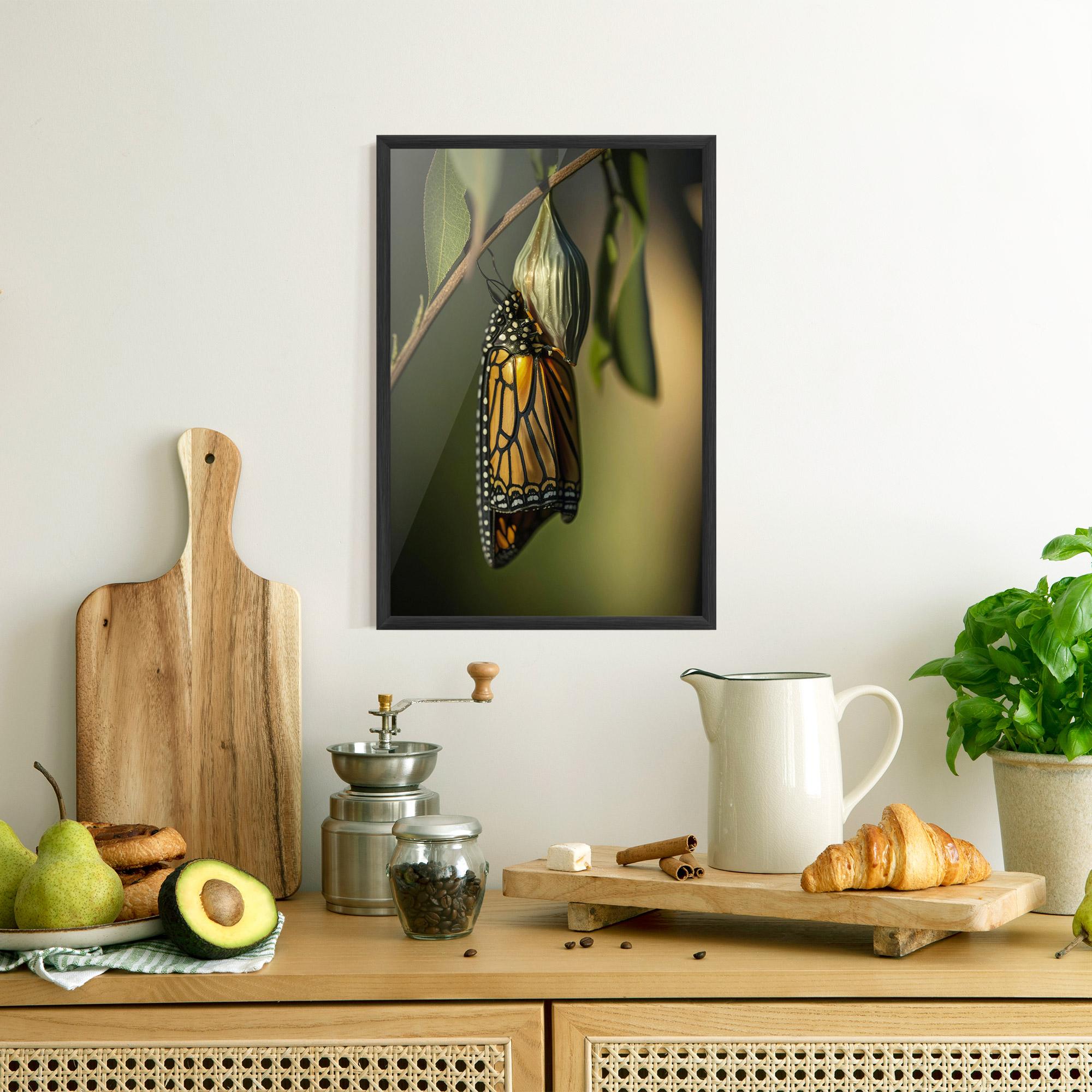 Gerahmte Poster Yellow Black Butterfly mockup 8