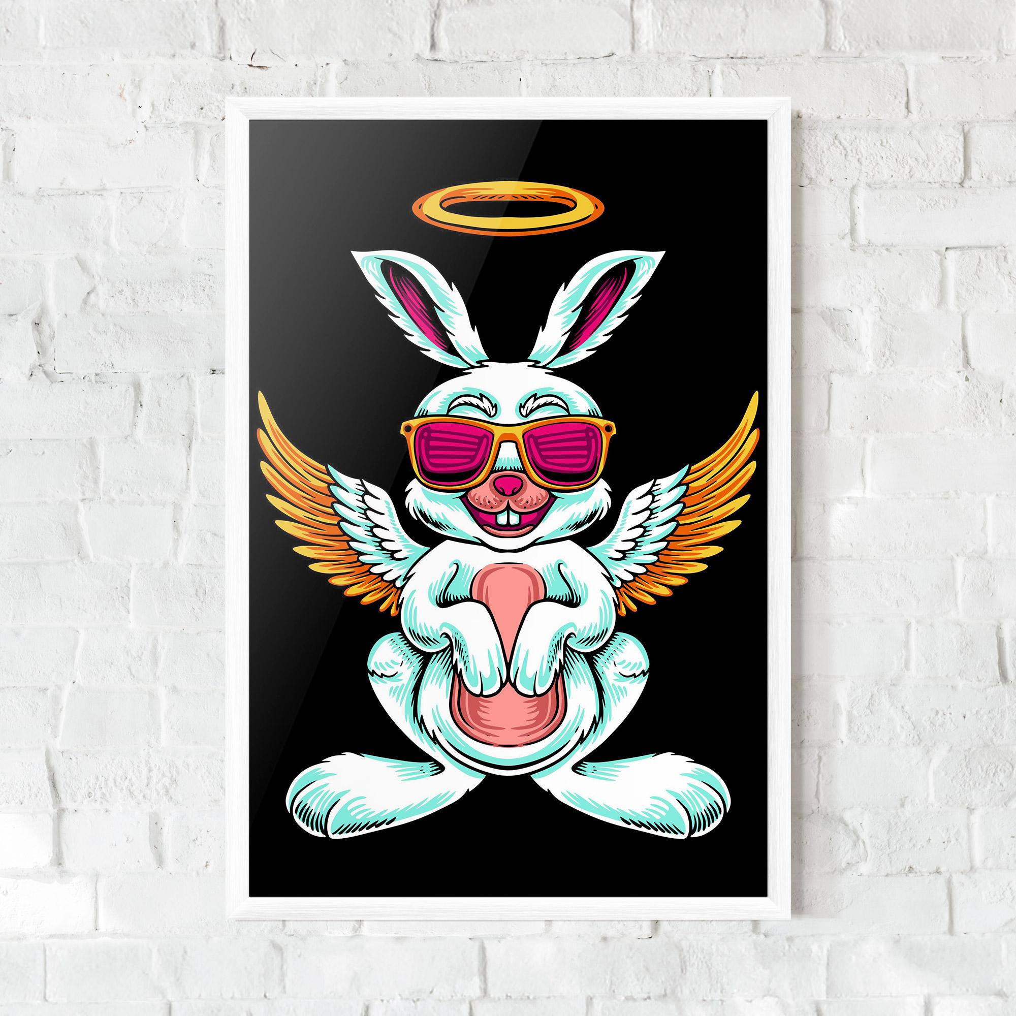 Gerahmte Poster Angel Cool Bunny mockup 0