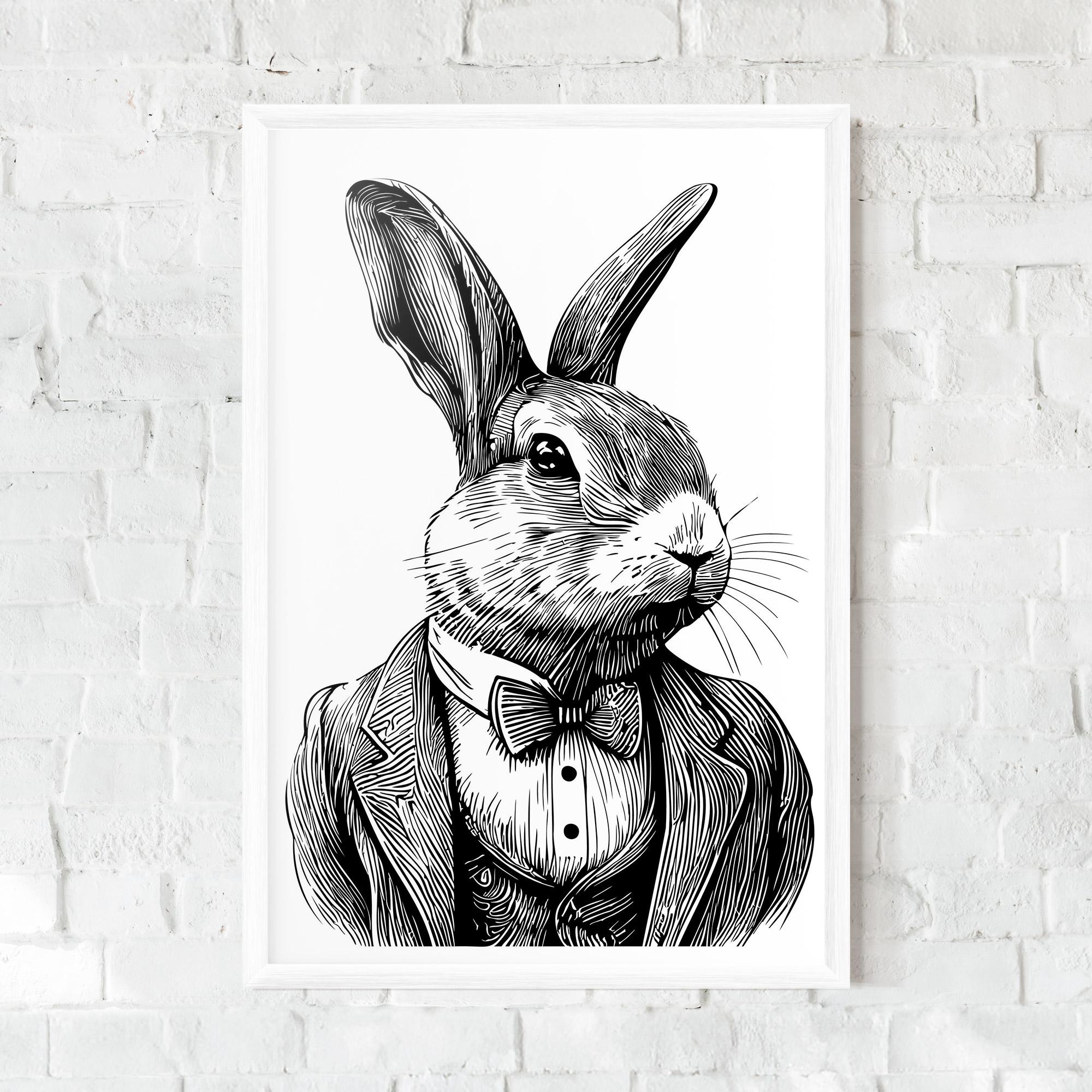 Gerahmte Poster Bunny In Suit mockup 0