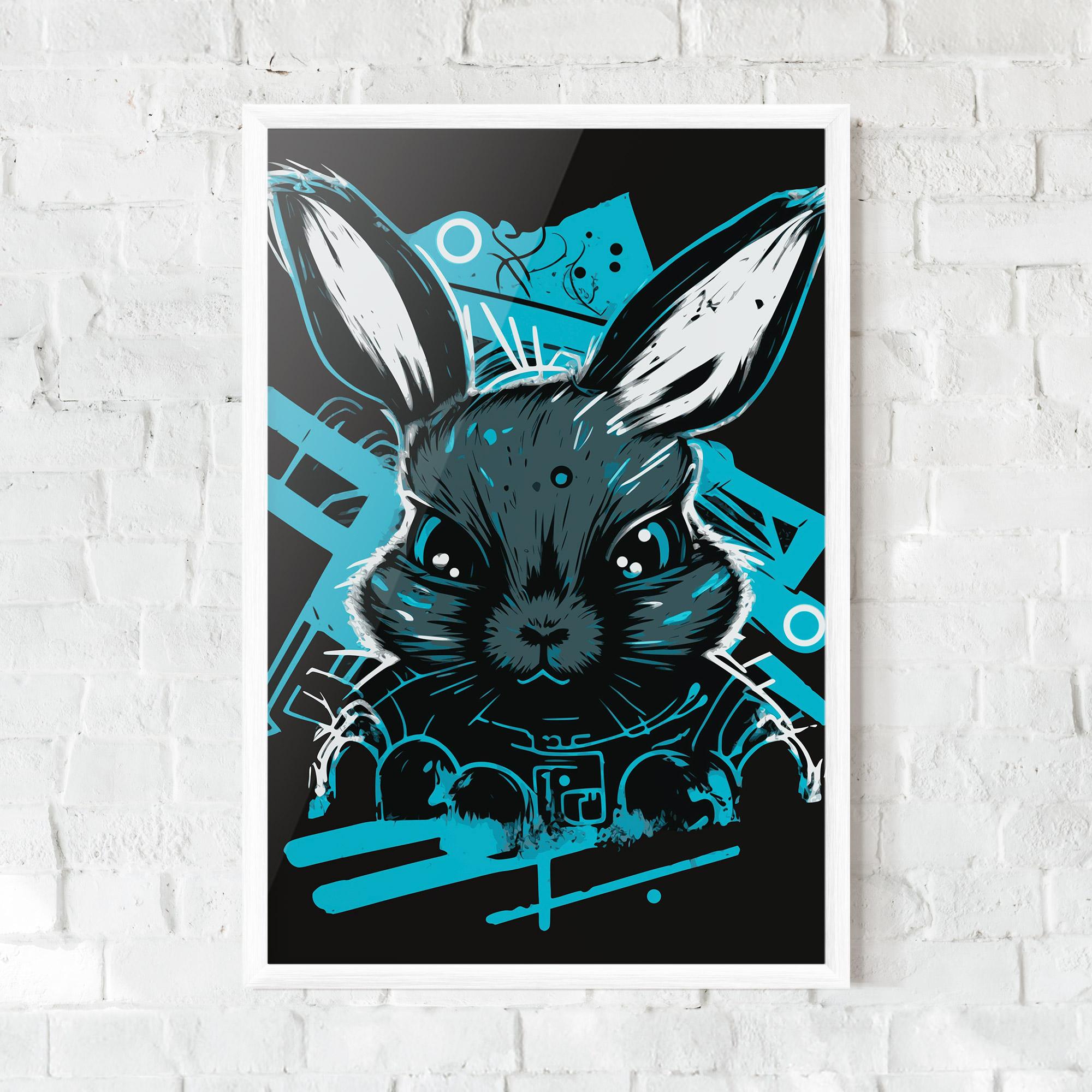 Gerahmte Poster Grey Blue Bunny mockup 0
