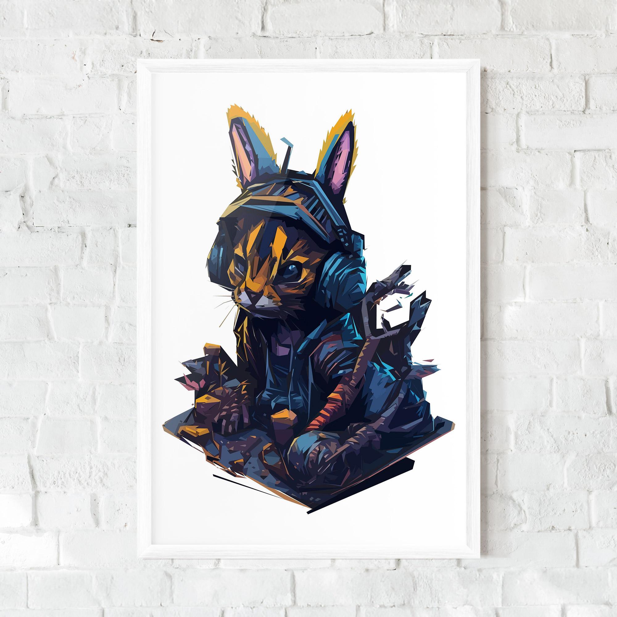 Gerahmte Poster Orange Rabbit Headset mockup 0