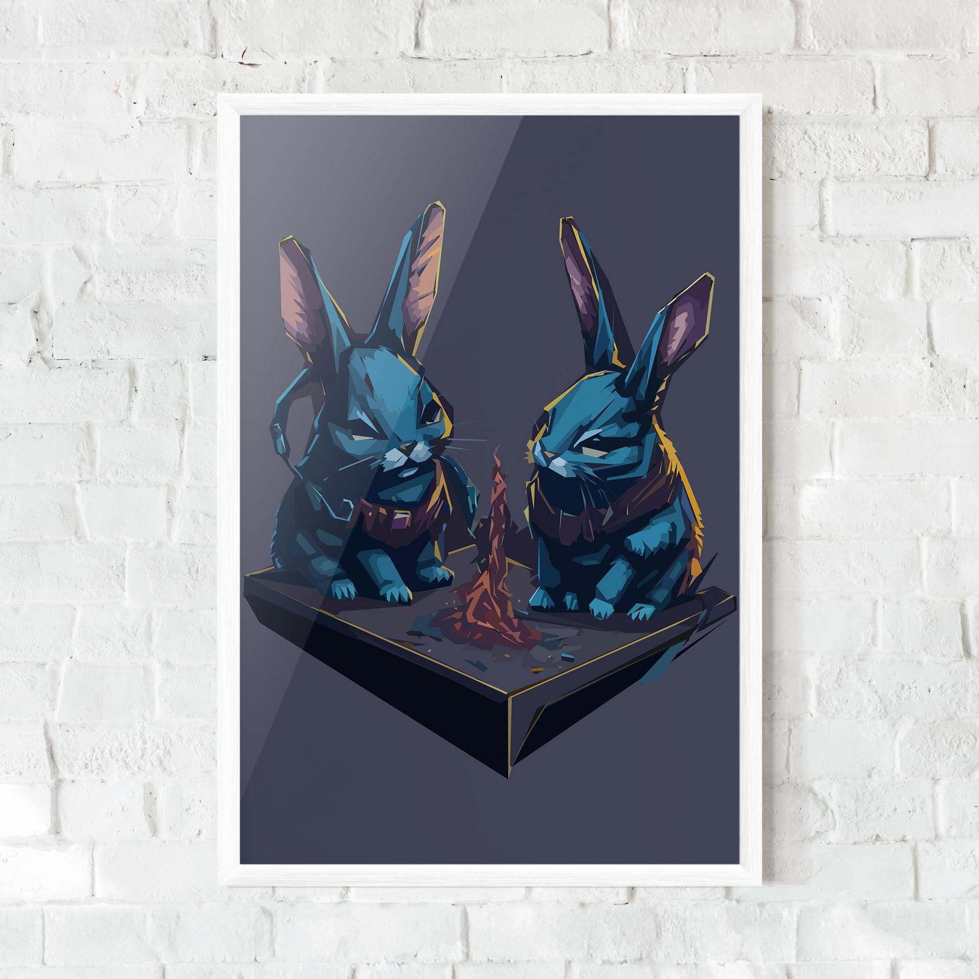 Gerahmte Poster Rabbit Headset mockup 0