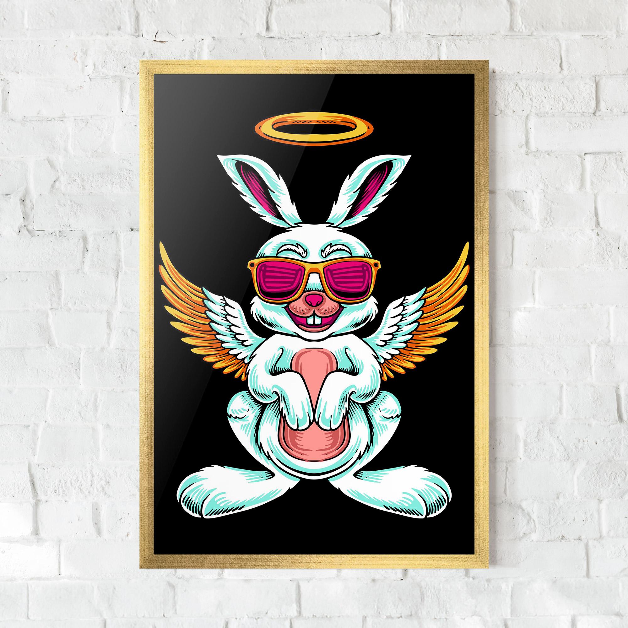 Gerahmte Poster Angel Cool Bunny mockup 0
