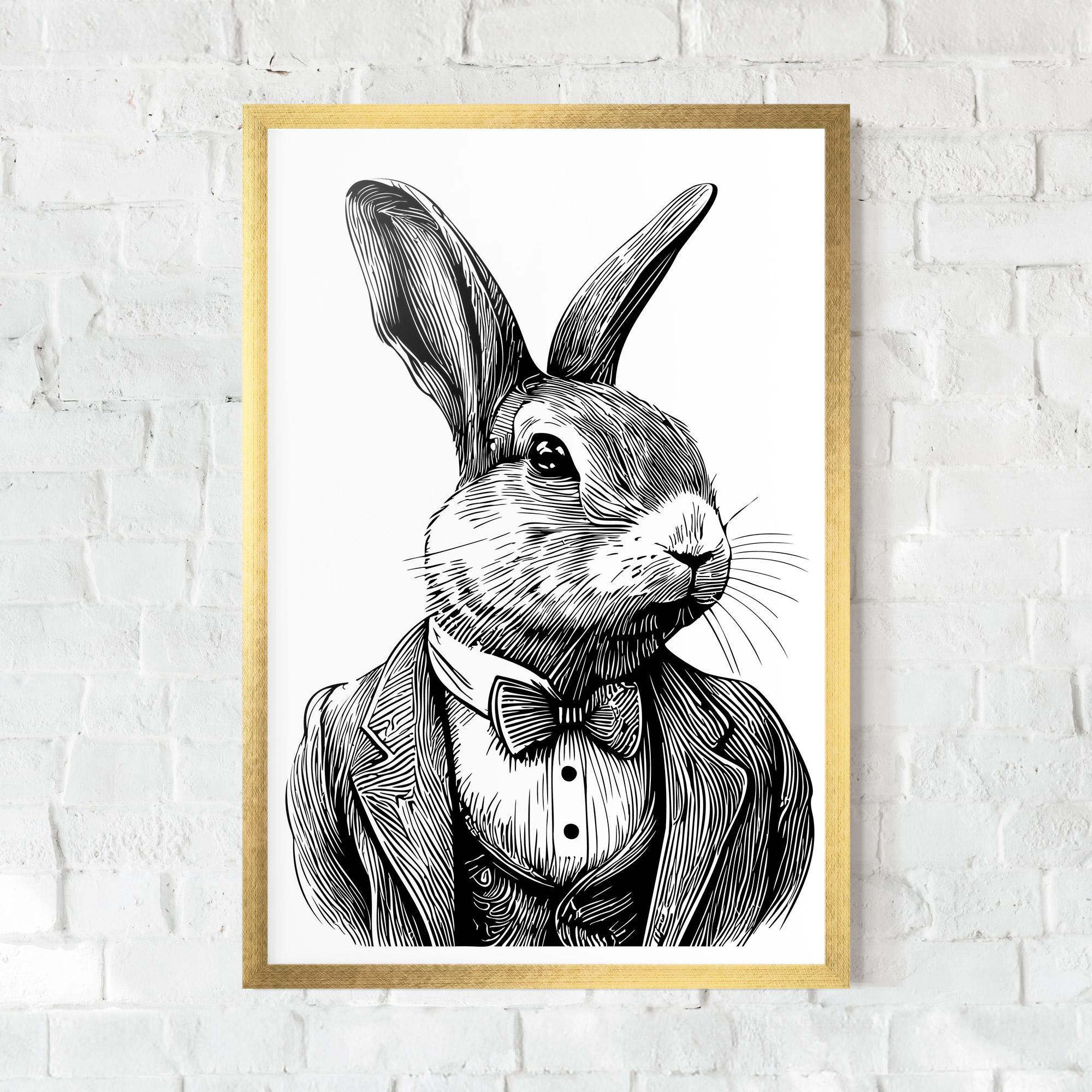 Gerahmte Poster Bunny In Suit mockup 0