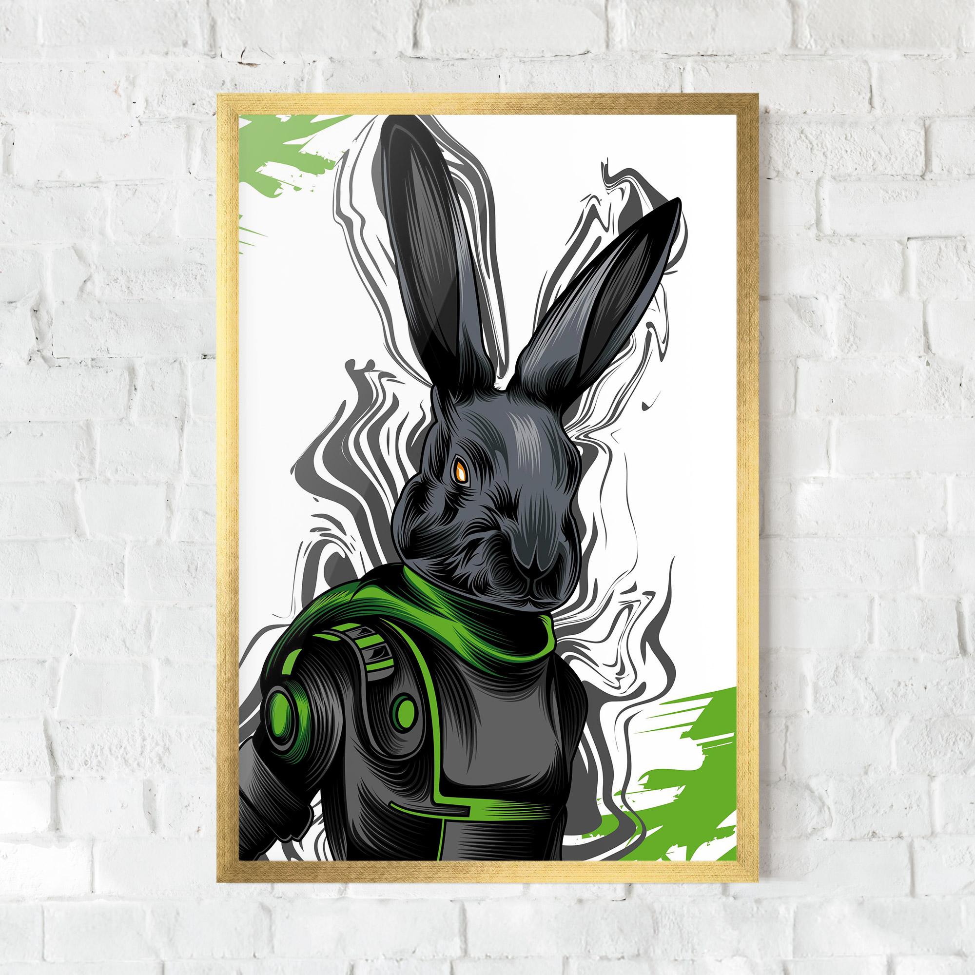 Gerahmte Poster Cyborg Green Bunny mockup 0