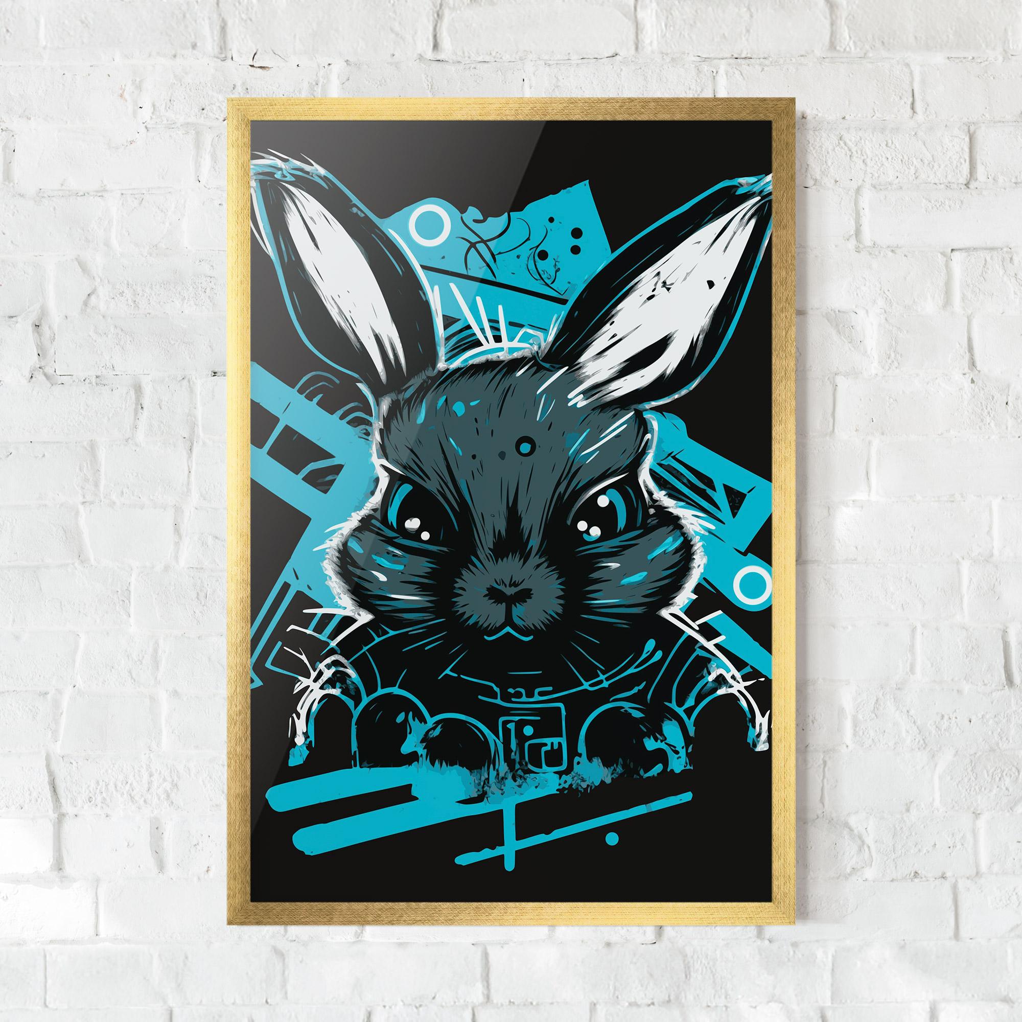 Gerahmte Poster Grey Blue Bunny mockup 0