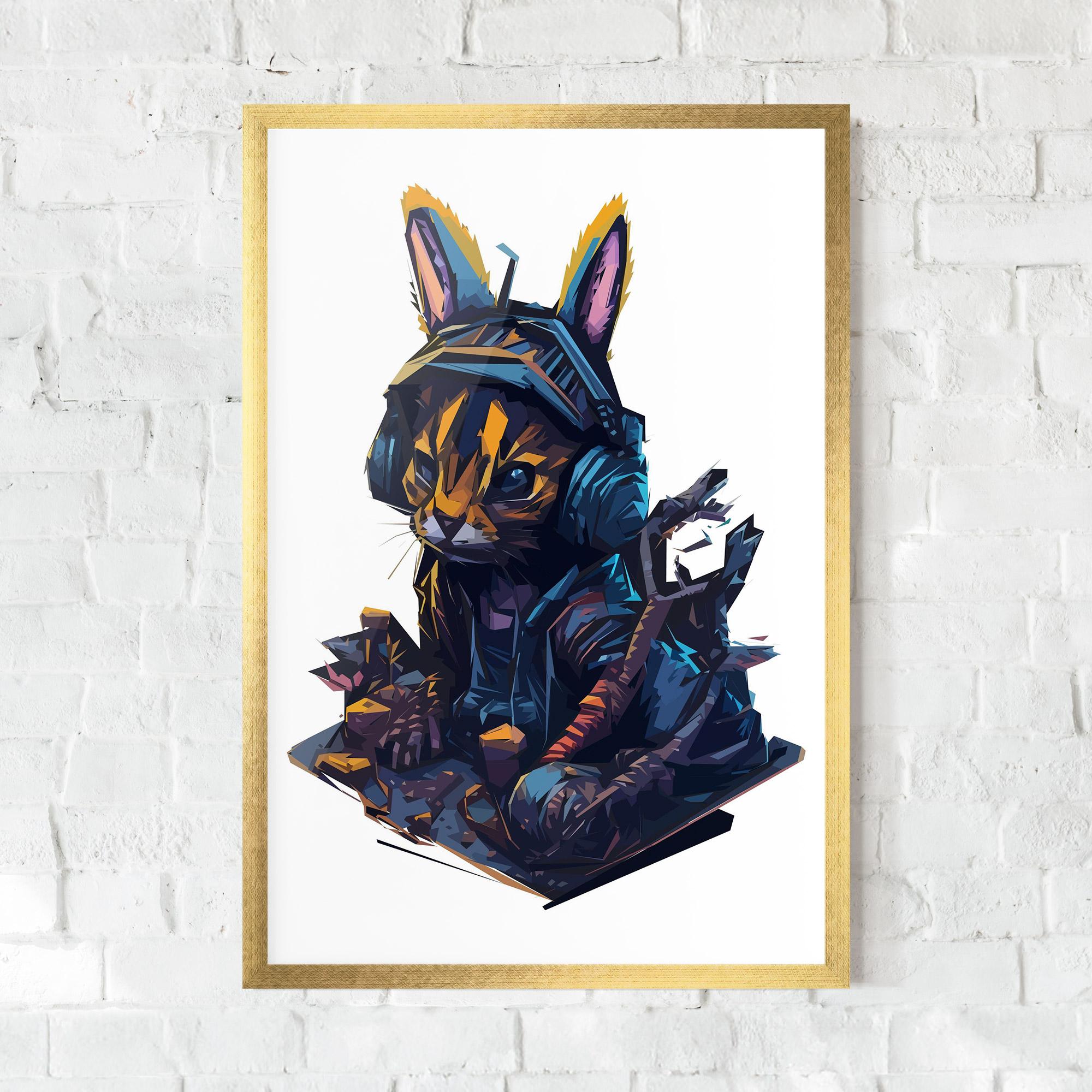 Gerahmte Poster Orange Rabbit Headset mockup 0