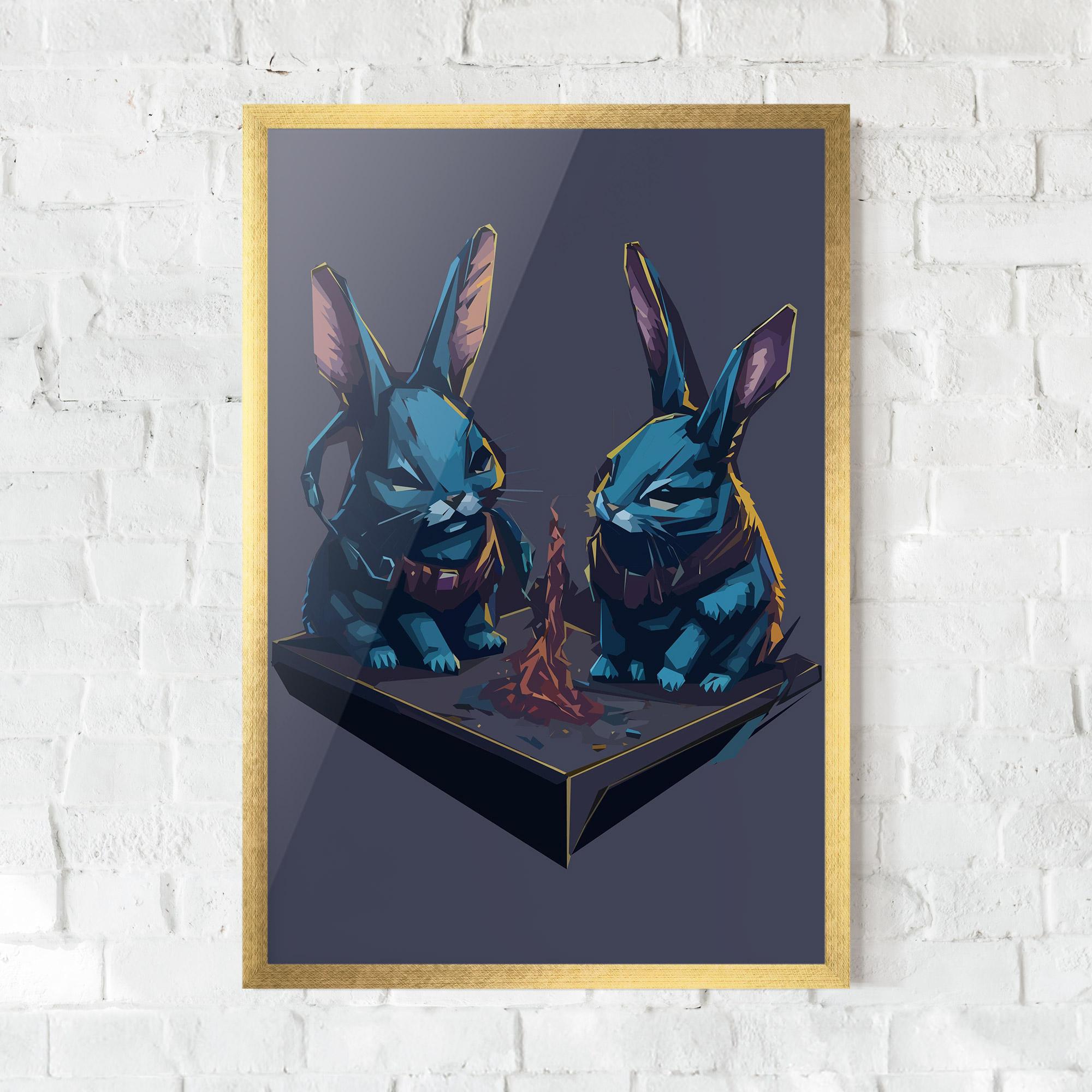 Gerahmte Poster Rabbit Headset mockup 0