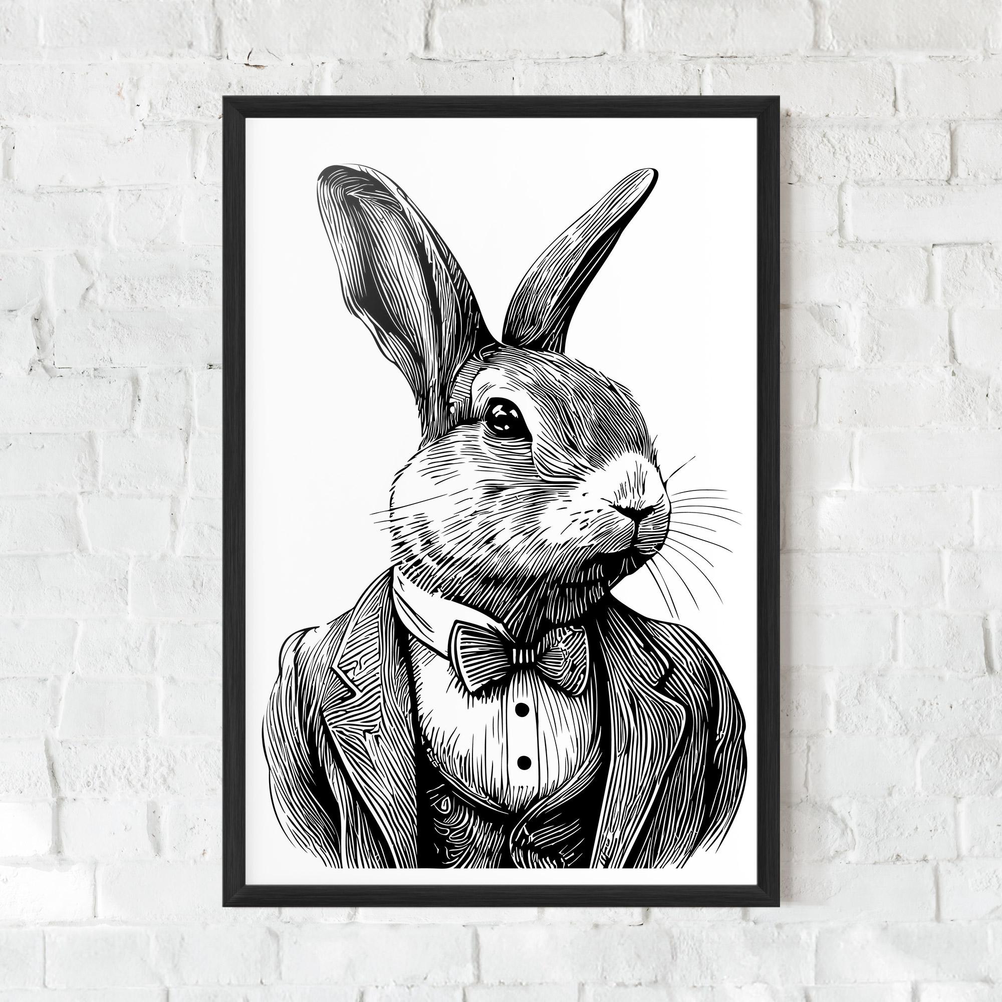 Gerahmte Poster Bunny In Suit mockup 0
