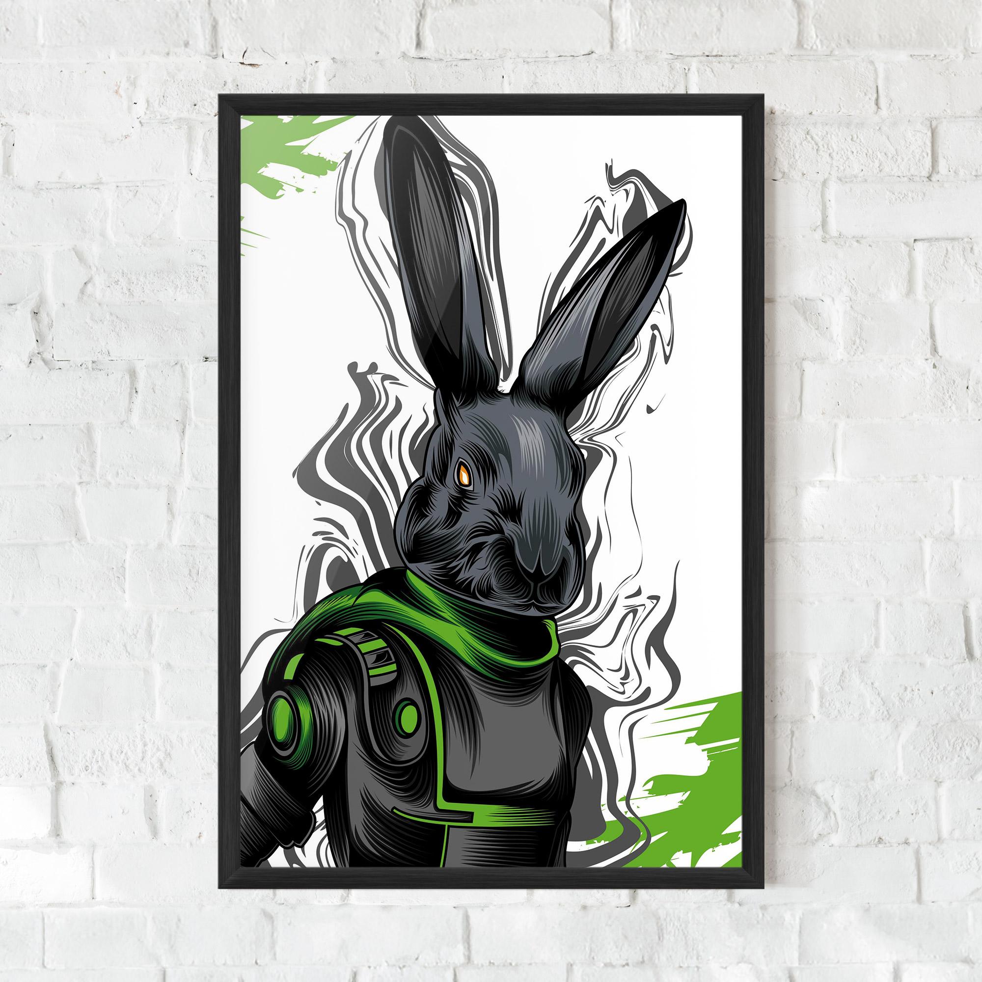 Gerahmte Poster Cyborg Green Bunny mockup 0