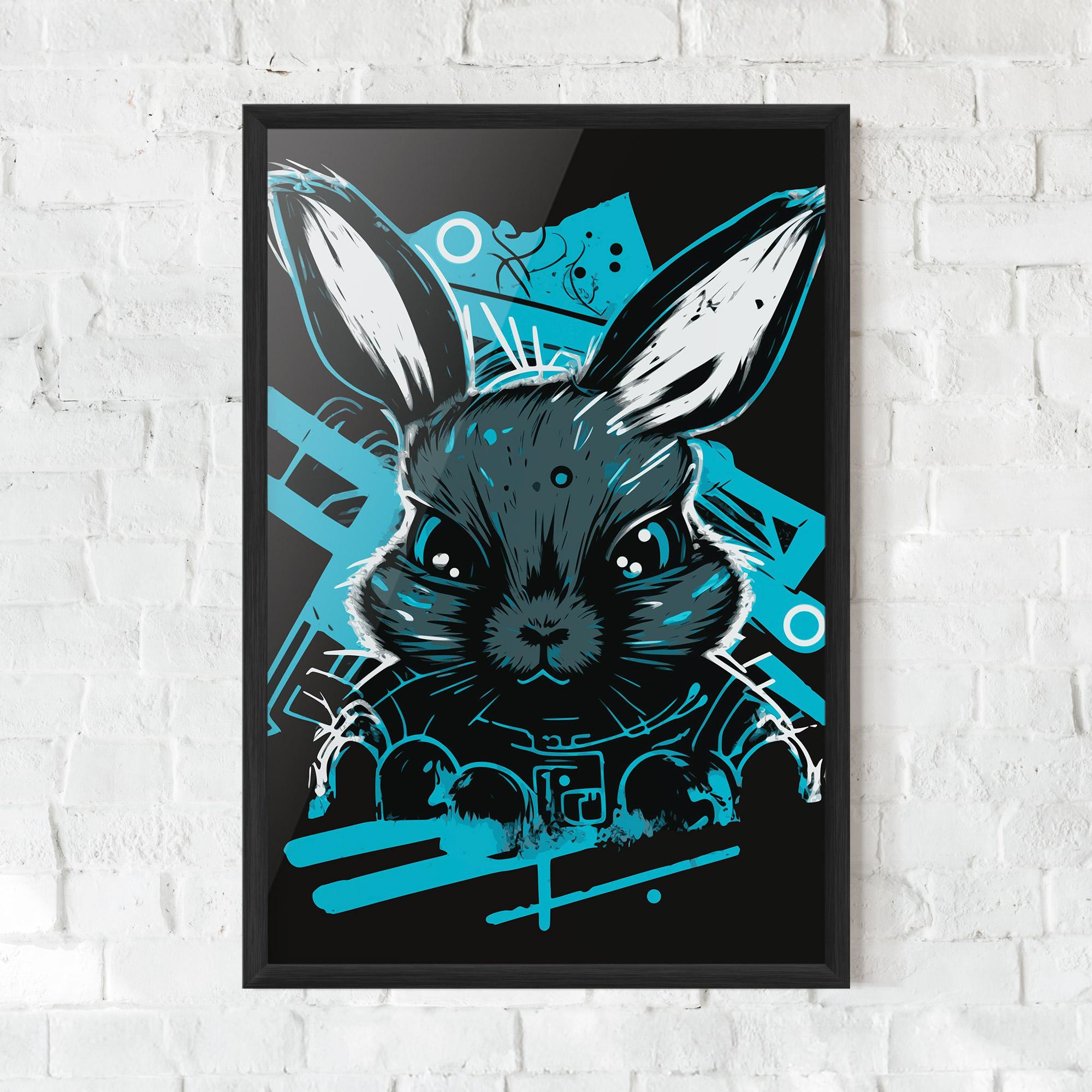 Gerahmte Poster Grey Blue Bunny mockup 0