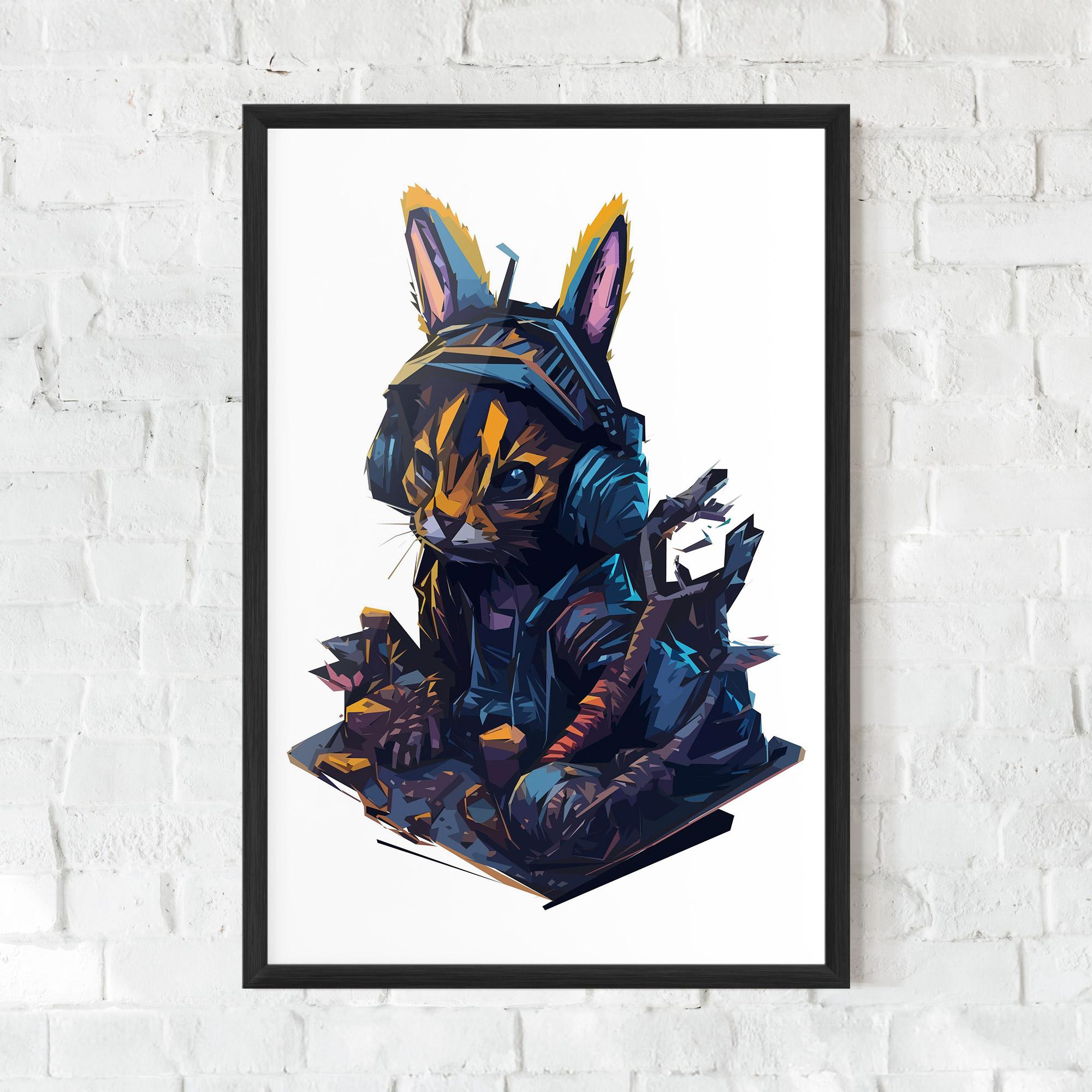 Gerahmte Poster Orange Rabbit Headset mockup 0