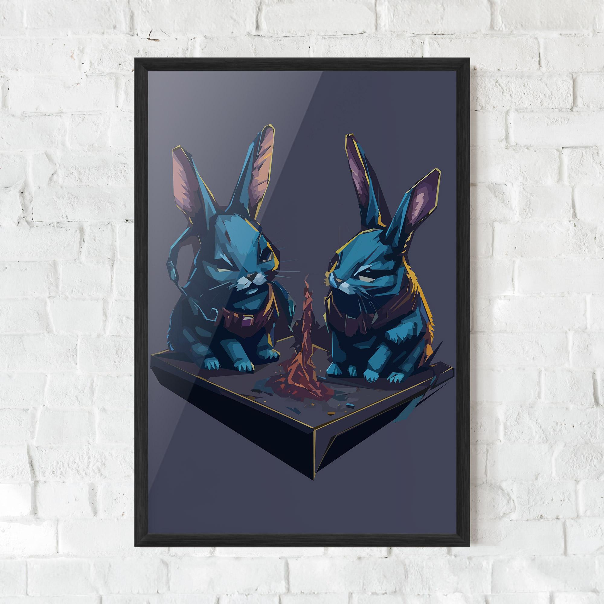 Gerahmte Poster Rabbit Headset mockup 0