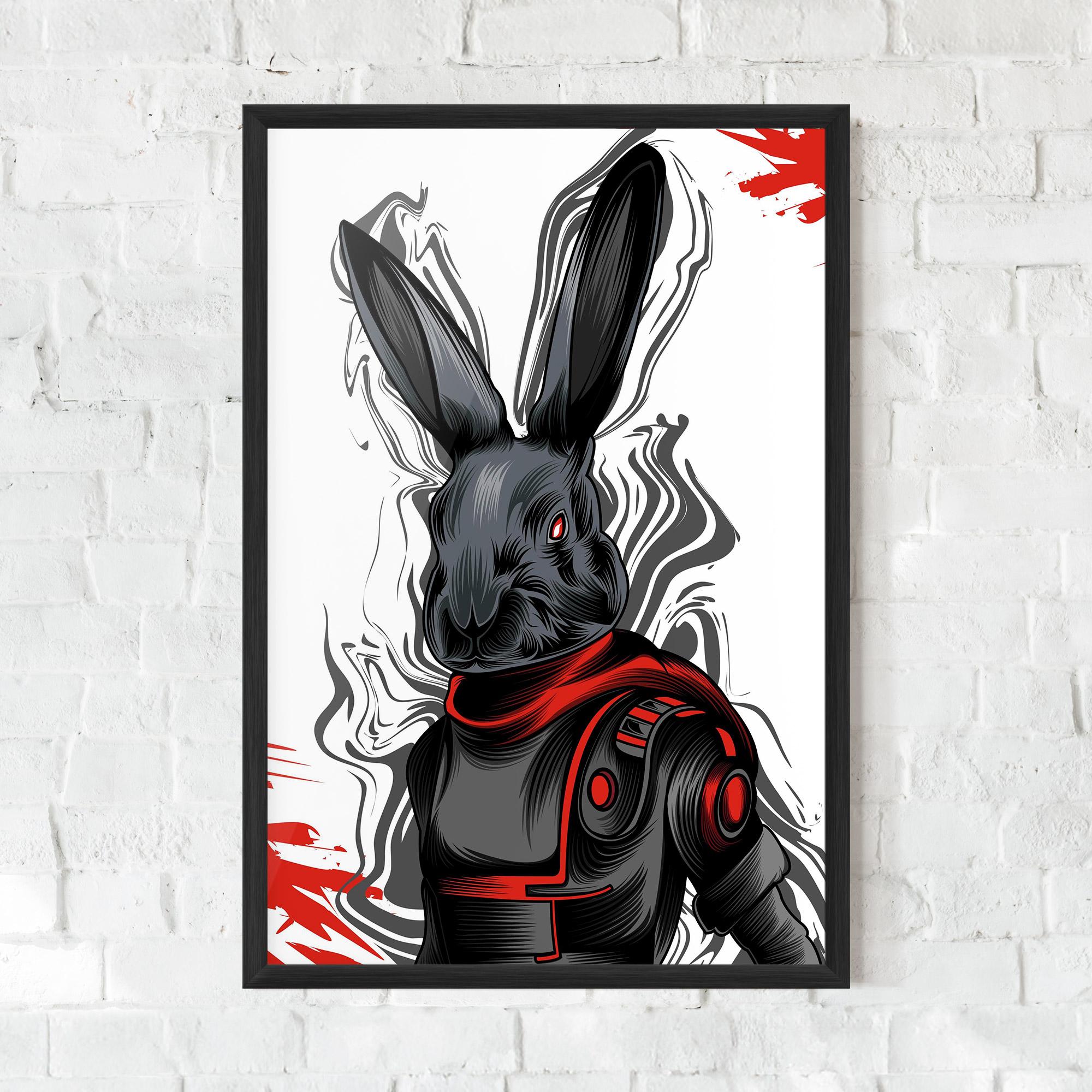 Gerahmte Poster Red Robot Bunny mockup 0