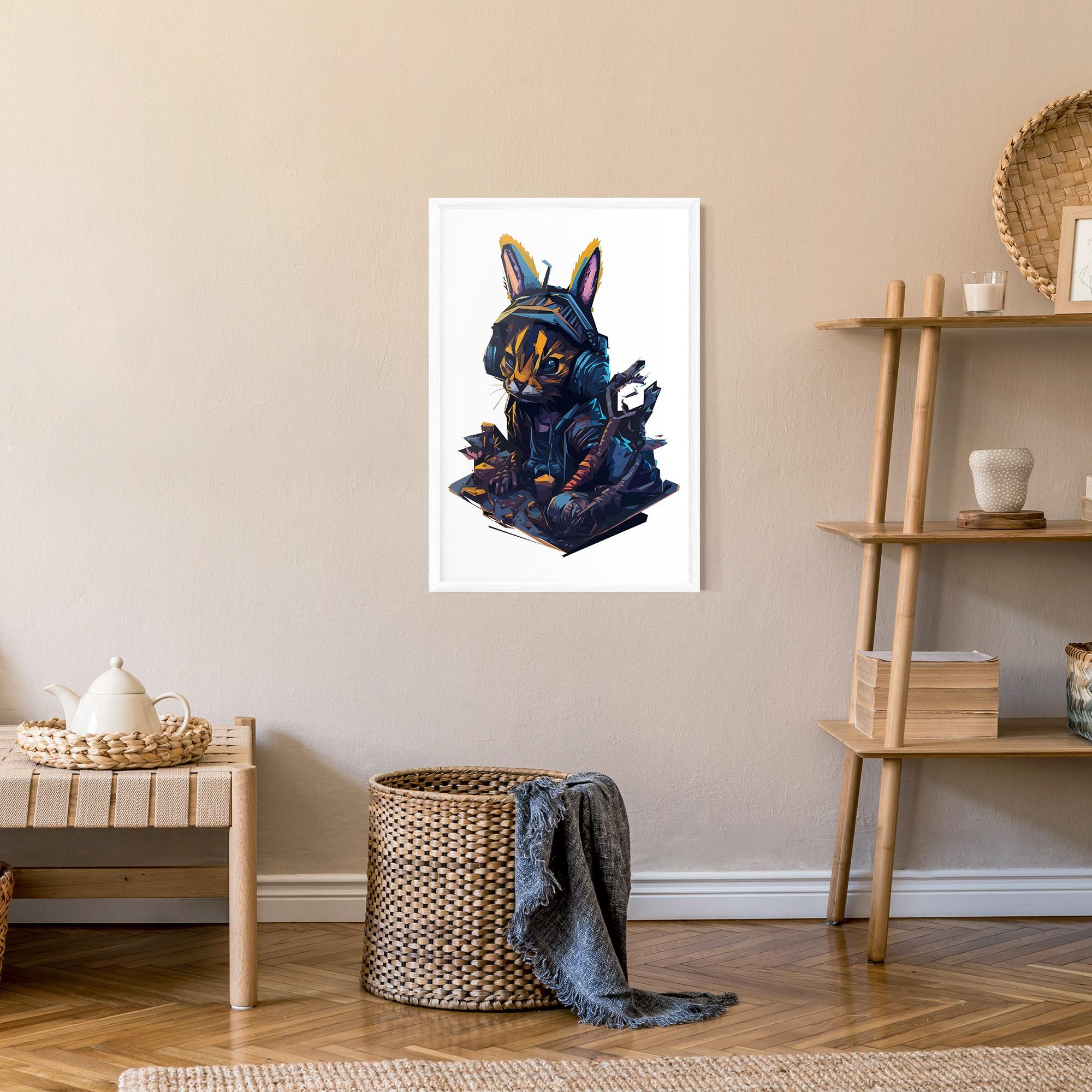 Gerahmte Poster Orange Rabbit Headset mockup 9